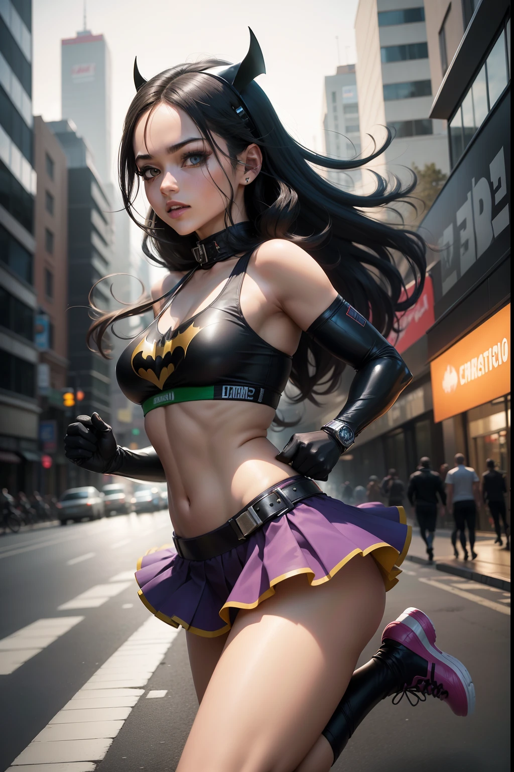 Imagine a vibrant scene where an energetic anime girl takes to the streets in a lively race, wearing a stylish sports bra and a short flouncy skirt. Creative lighting style enhances the dynamic atmosphere, casting a captivating glow on her as she moves with determination. Meticulously detailed and rendered in astonishing 10k high resolution, Esta obra de arte combina perfeitamente os meios de arte da pintura digital, captura de movimento, e fotografia de rua. Inspirando-se nos estilos de Anime, realismo, and Urban Contemporary, depicts the liveliness and confidence of an anime girl embracing her fitness journey amid the busy streets, com sua saia curta adicionando um toque de charme e charme jovem.Batman, a piada de matar, Batman como o Coringa, coringa, O Coringa como Batman, O Coringa, Coringa grotesco, Coringa vestindo o traje de armadura de Vader, Neal Adams | sinistro, Retrato do Coringa, sorriso coringa, Coringa usando a armadura de Vader, Retrato do Coringa, como o coringa, Neal Adams | Escuro, Directed by: Brian Bolland, Donald Trump como o Coringa