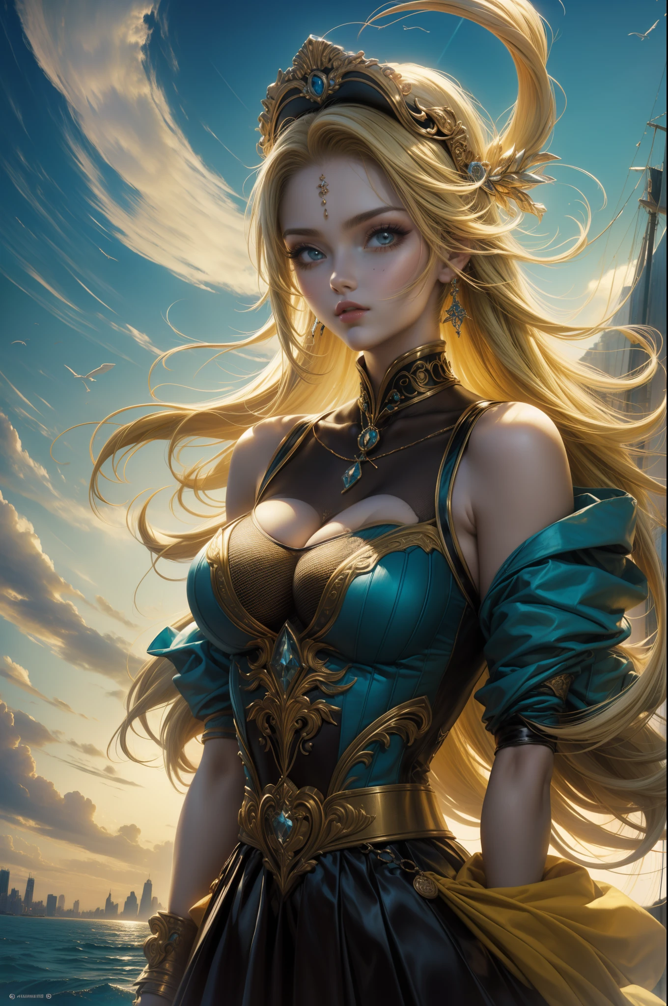 (master part, Qualidade Superior, best quality, Arte Oficial, Beautiful and Aesthetic:1.2), (1girl), extremamente detalhado,colorido,mais alto detalhado,fofo, cabelos amarelos claros