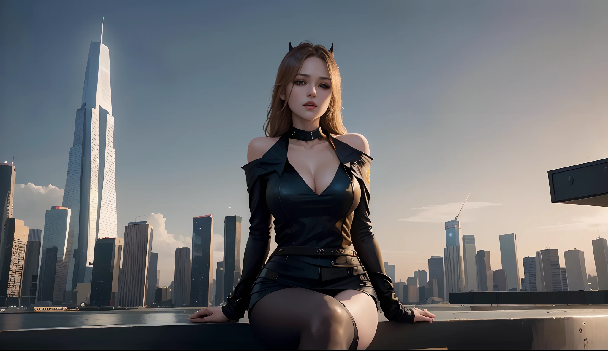 1girll, full bodyesbian, The style of the Batwoman costume, Medium breasts, Yellow Batman logo on chest and belt, Masterpiece, Best quality, Detailed skin texture, Detailed cloth texture, Beautiful detailed face, Intricate details, Ultra detailed, Straight blonde hair, Dynamic pose, (Night Gotham City street background), (Best quality, A high resolution, Photorealistic, primitive, 8K,Masterpiece, ),Best quality, Masterpiec8K.hdr. High ribs:1.2, filmgrain, Blur bokeh:1.2, Lens flare, (vivd colour:1.2), (Delicate),