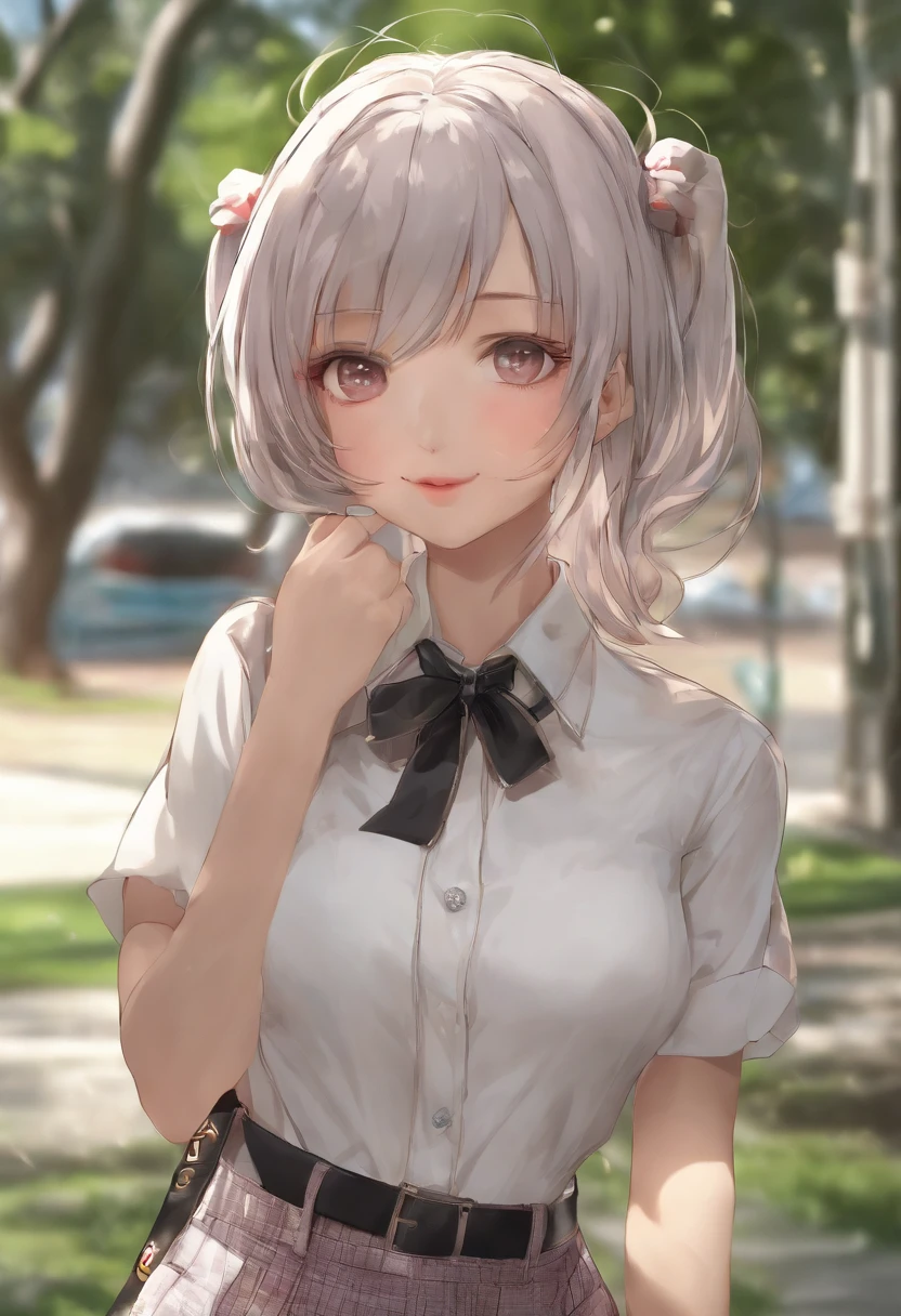 1 very beautiful female high school student,Wear a white button-down shirt and low-rise jeans(detailed outfits:1.5),Play with the ball on the grass of the football field,(On the grass:1.02),Super high value,perfect body figure,Beautiful short ponytail,Delicate hair,Fair face and skin,Beads of sweat on the forehead,Have fun on the playground,(((The chest is huge))),Breasts are full and straight:1.5,(The clothes on the chest are high and bulging, Tightness and bulging:1.5),Delicate fair and soft toes,White and delicate fingers,(Delicate sneakers:1.5),Focus on the chest,fully body photo:1.8
