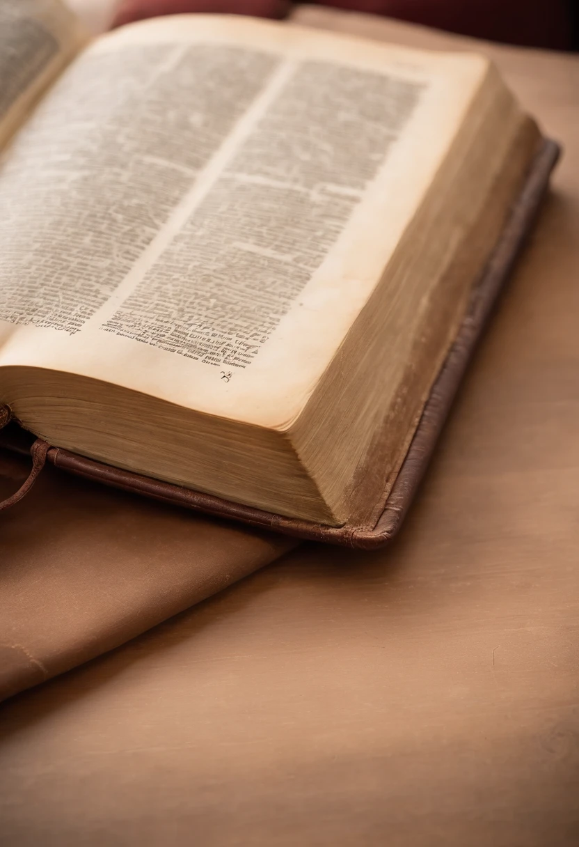 "Por favor, create a high-definition image of the Holy Bible that captures the reverence and spiritual significance of this holy book. The image must convey the historical and religious importance of the Bible, presenting it in a dignified and respectful manner. Use soft lighting to highlight cover and page details, enfatizando su textura y envejecimiento, Si procede. Coloque la Biblia en un entorno que evoque un ambiente sagrado, como un estante de madera en una antigua biblioteca o un altar iluminado. Colors should be subtle and typography, se presente, debe ser elegante y discreto. The image should inspire a sense of reverence and spiritual connection to the words and teachings contained in the Holy Bible..."