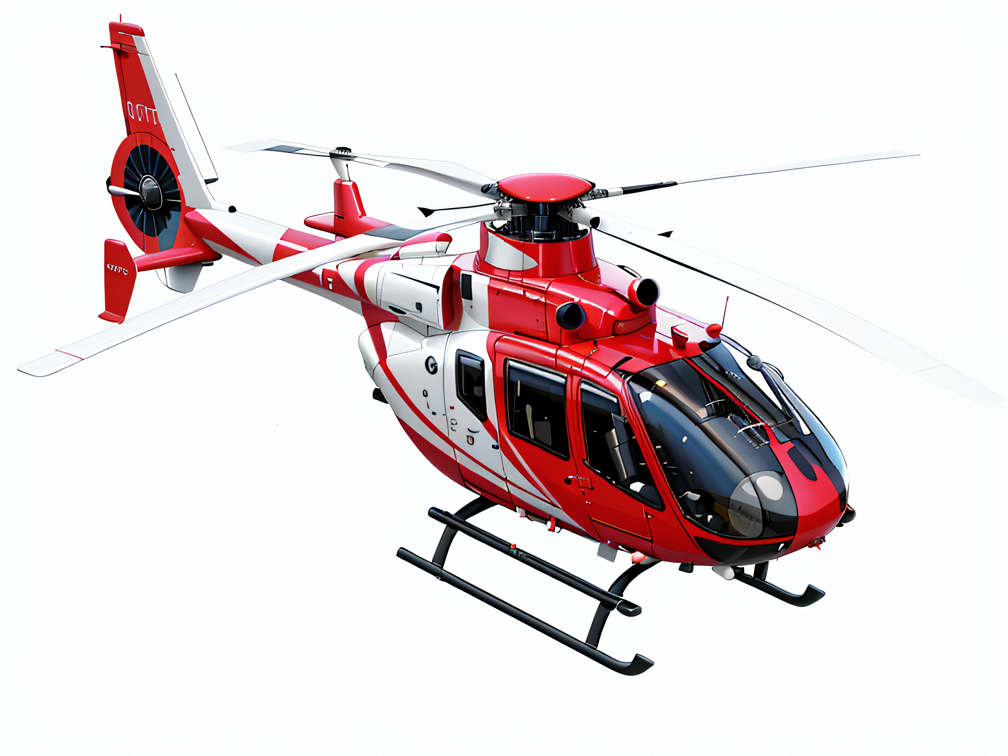 Arafed helicopter，There are propellers and landing gear on the brackets, helicopter, Helicopter view, hyper realisitc, helicoptere, helicopters and tremendous birds, red realistic 3 d render, highly rendered!!, helicopter drones, hd illustration, 4k high res, highly rendered, very high resolution, digitally drawn, helipad, Flying ambulance, High detail!!