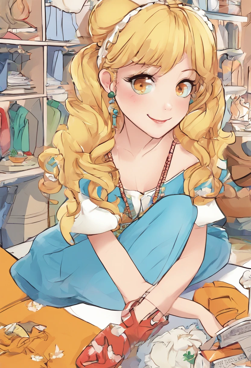 1girl, blonde hair, orelhas pontudas, olhos azuis, elevador de roupas, sozinho, ornamento de cabelo, grampo de cabelo, cabelos longos, Elevador de camisa, pigtail, Olhando para o Viewer, lips, levantado por si mesmo, Horse, parte superior do corpo, umbigo, dia,camisa branca,