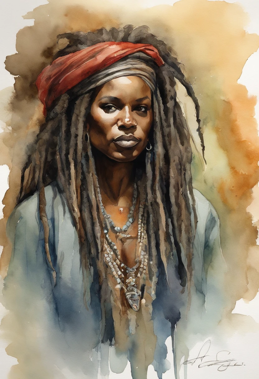 ((master part:1.4, best quality:1.2)), um sacerdote vodu, marsh, dreadlocks, skulls, Retrato da obra de arte, adam hughes.