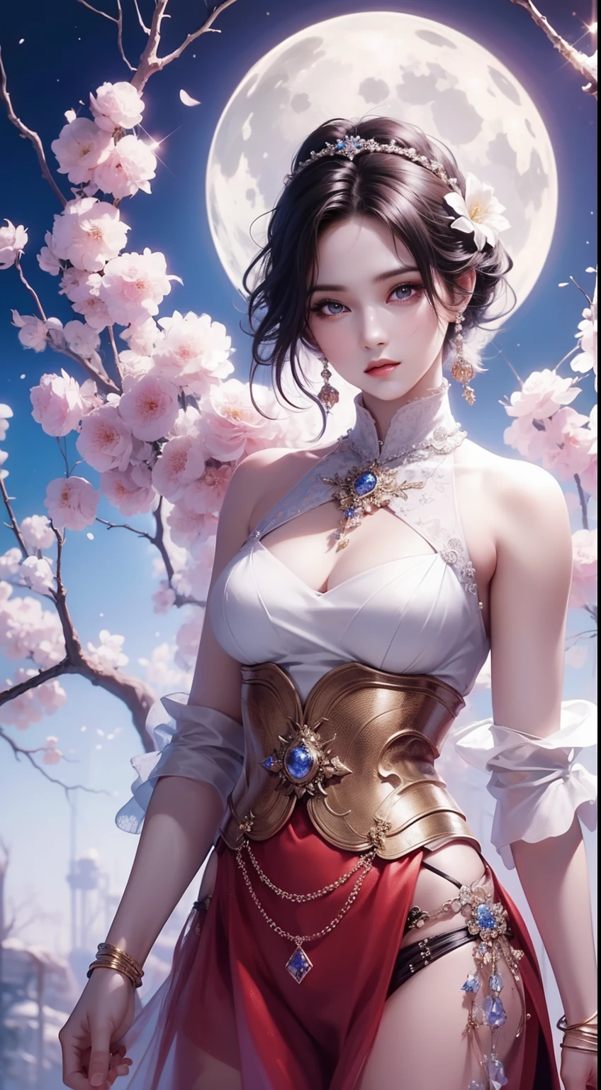 tmasterpiece,Highest high resolution,((themoon)),Dynamic bust of a beautiful aristocratic maiden,elegantly coiled brown chestnut hair,Purple clear eyes,Hair is covered with beautiful and delicate floral craftsmanship, Crystal Jewelry Filigree,Ultra-detailed details,upscaled,The Earth Rises。