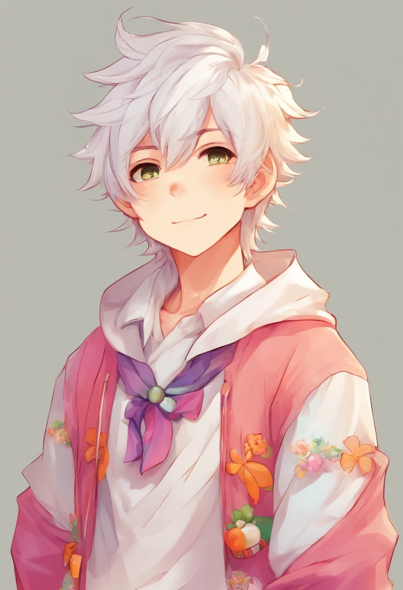 White haired neko boy