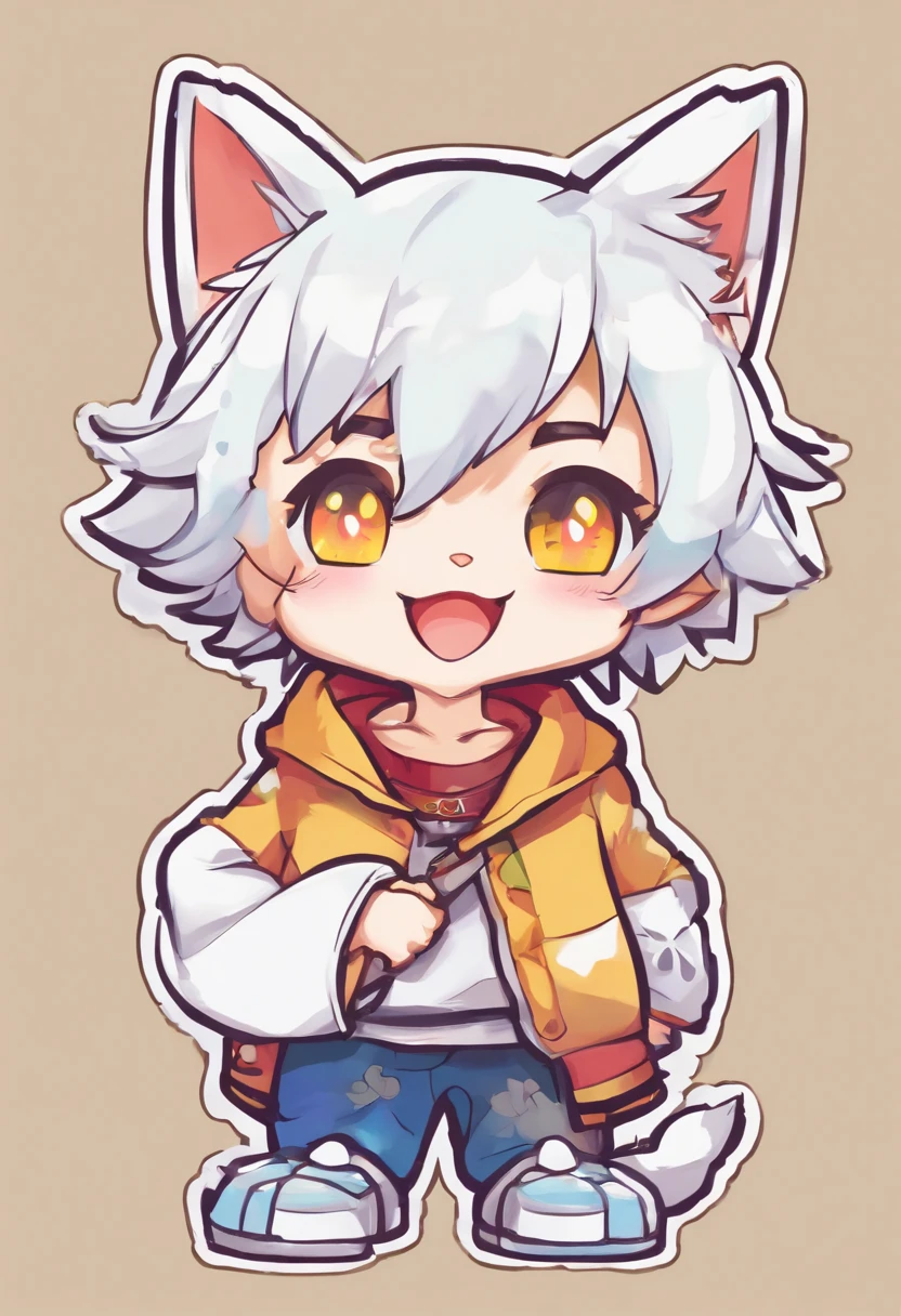 White haired neko boy