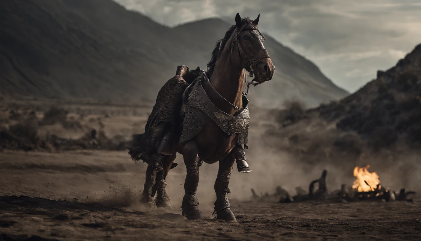 A Knight amidst the remains of a dead rough dragon