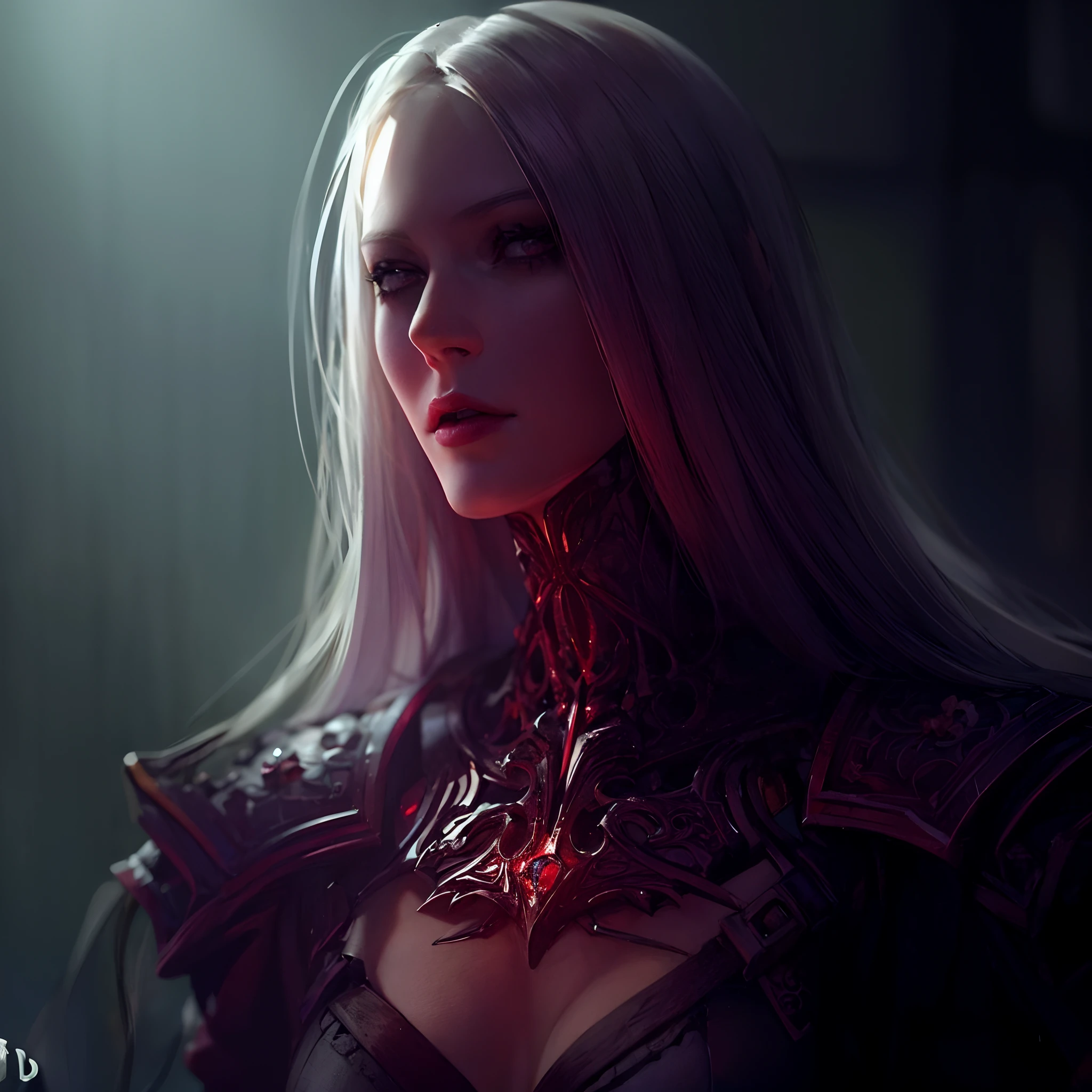 um close up de uma mulher com longos cabelos brancos e uma luz vermelha, CGSsociety, impressionante;, bela condessa elfa escura, CGSetnation ), Vencedor do concurso CGSetline, Destaque no ArtStation HD, devianart e CGSetnation, CGSsociety, highes definition, CGSetalidade 9, arte fantasia behance, deviantart artstation cgscosiety, Retrato CGSetivity