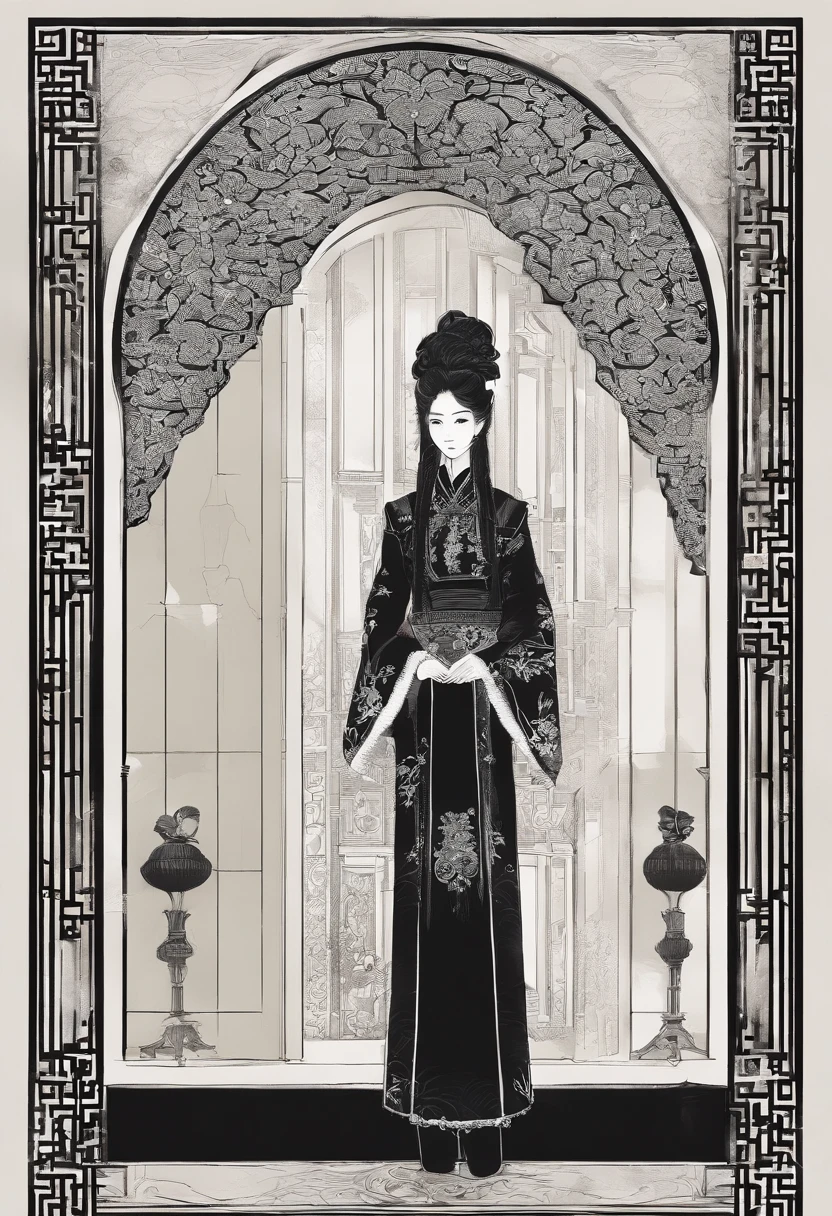 An elegant and intellectual classical Chinese woman, usando uma faixa da barriga, Standing at the door with a smile on his face, Your skin is more radiant than snow, and his eyes are like a puddle of clear water. There's a slight air of books.