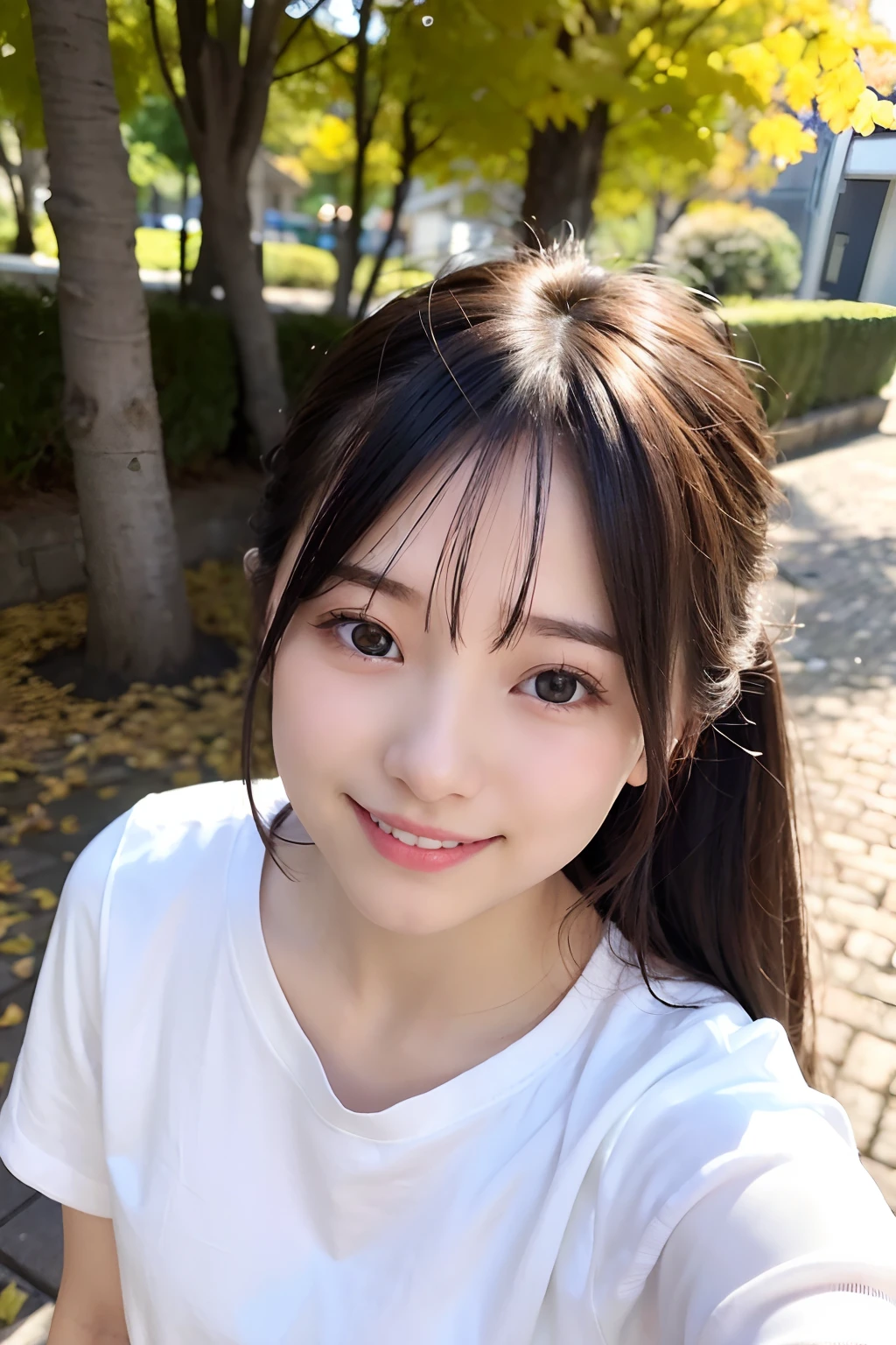 cute japanese college student、21 years old、Super detailed face、Attention to detail、double eyelid、Beautiful thin nose、Sharp focus:1.2、Beautiful woman:1.4、(colored inner hair、wavy hair)、(Detailed facial features)、Brunette eyes、natural bangs、White skin、highest quality、masterpiece、超A high resolution、(Photorealistic:1.4)、Highly detailed and professionally lit smile、looking at the camera、Medium Bob Hair、Bright lighting、Professional Lighting、Smooth lighting、One person is standing、(Long sleeve cycling jersey), (Berry Shorts)、(Outdoor)、hot pants、