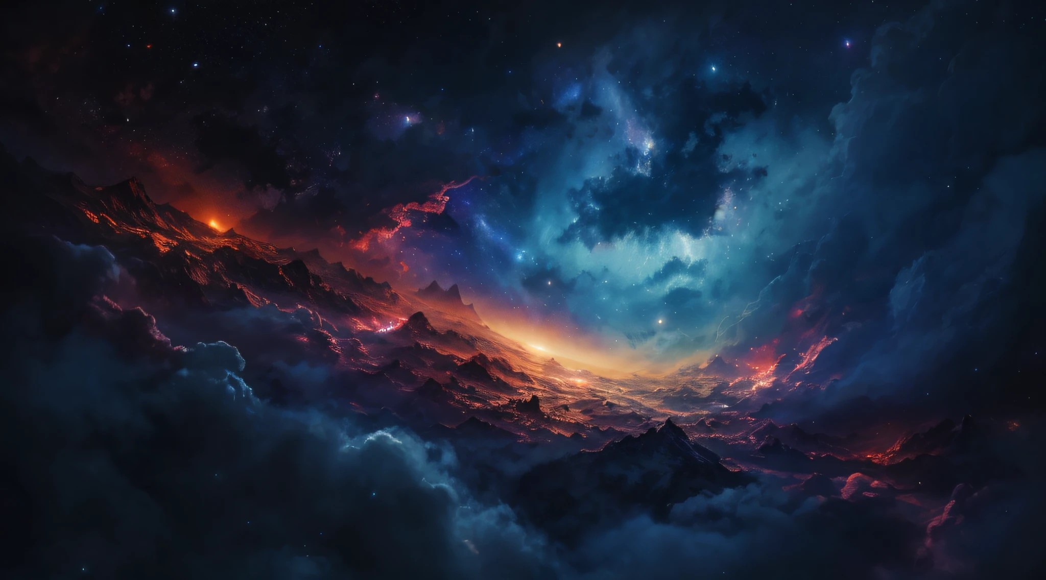 a closeup of an image of a very colorful galaxy, epic beautiful space scifi, sonho como atmosfera 8k, dramatic nebula sky, atmospheric fantasy sky, Nuvens espaciais, 4 k hd wallpaper muito detalhado, Bright stormy interstellar sky, Dramatic space sky, Space landscape, Arte digital altamente detalhada em 4k, epic dreamlike fantasy landscape, space sky, galactic landscape, beautiful space