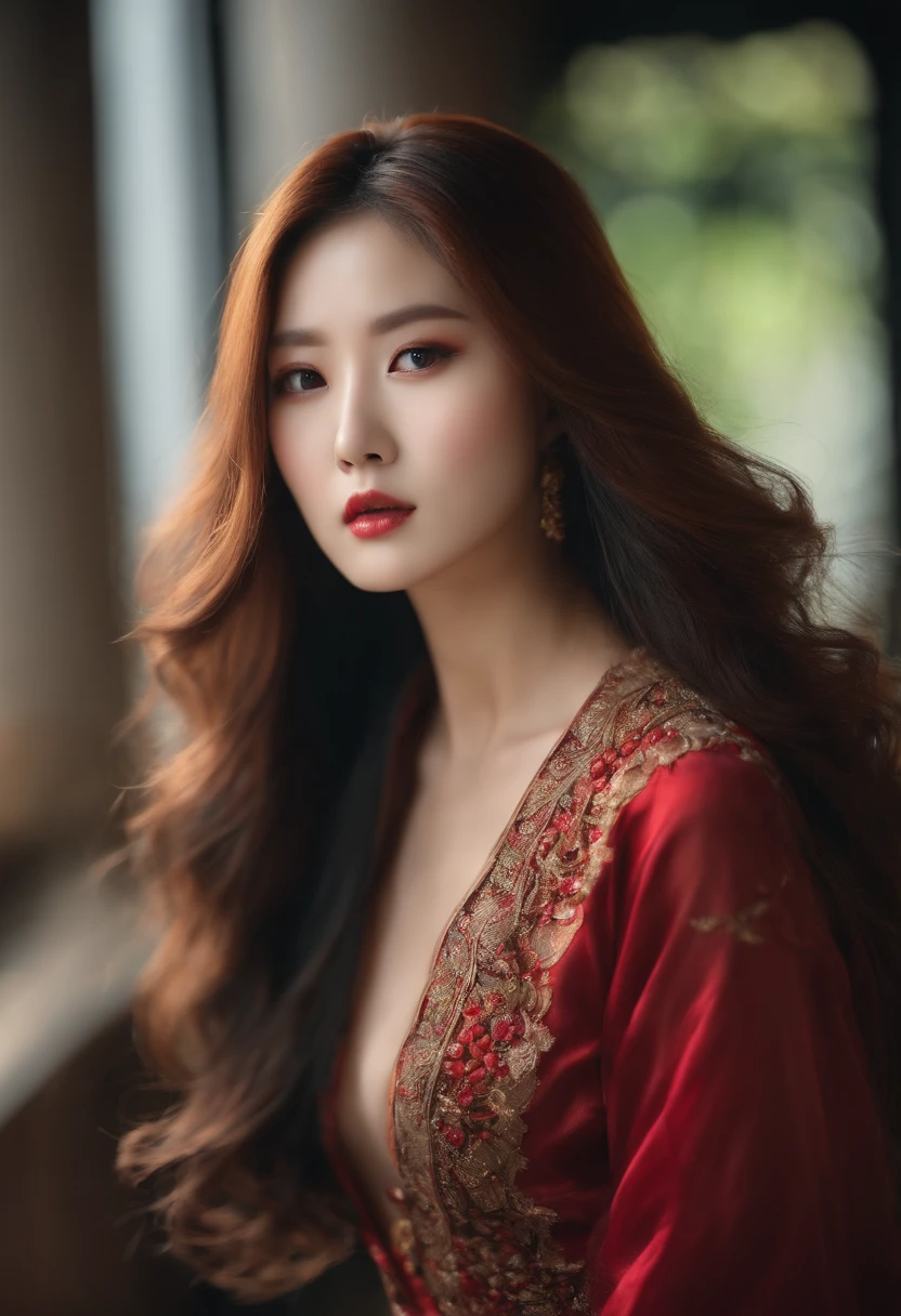 Woman sexy long hair Korean big exposed