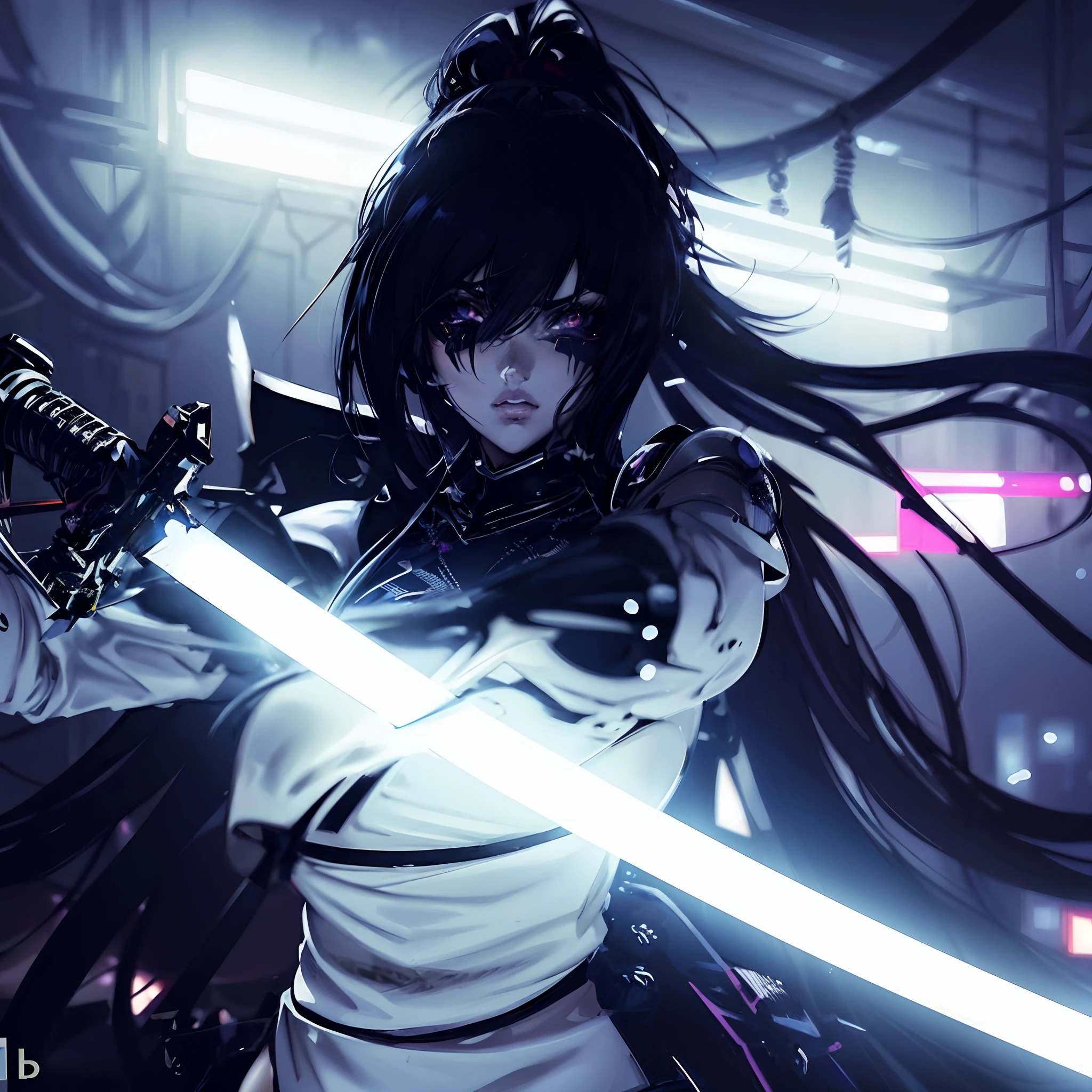 ****** anime com espada no quarto escuro com luzes e fios, albedo, Overlord, Albedo do anime Overlord, badass anime 8 k, albedo, estilo anime 4K, Papel de parede anime 4k, samurai cyberpunk muito bonito, Anime Wallpaper 4k, 4k anime wallpapers, papel de parede anime ultra hd, arte cyberpunk anime, female action anime girl