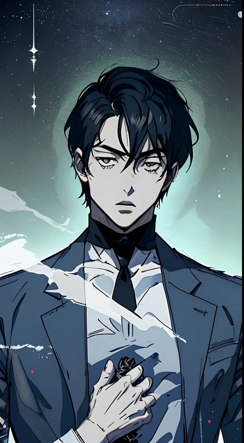 Protagonista masculino del anime. Envuelto (mysterious and enigmatic)
. Originalidad (Unique and original)
. Eclectic (Poco convencional e inconformista)
. Be ambitious (Ambicioso y visionario)
. Agradable (Sofisticado y refinado)
. Extraordinario (Impresionante e imponente)
. Calm and moderation (Tranquilo y compuesto)
. Popa (Serio y reservado, cuerpo atletico, rostro guapo, rostro detallado)
. taciturno (Silencioso y reservado)