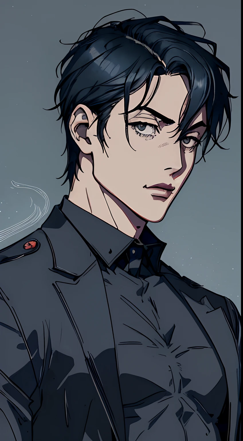 Protagonista masculino del anime. Envuelto (mysterious and enigmatic)
. Originalidad (Unique and original)
. Eclectic (Poco convencional e inconformista)
. Be ambitious (Ambicioso y visionario)
. Agradable (Sofisticado y refinado)
. Extraordinario (Impresionante e imponente)
. Calm and moderation (Tranquilo y compuesto)
. Popa (Serio y reservado, cuerpo atletico, rostro guapo, rostro detallado)
. taciturno (Silencioso y reservado)