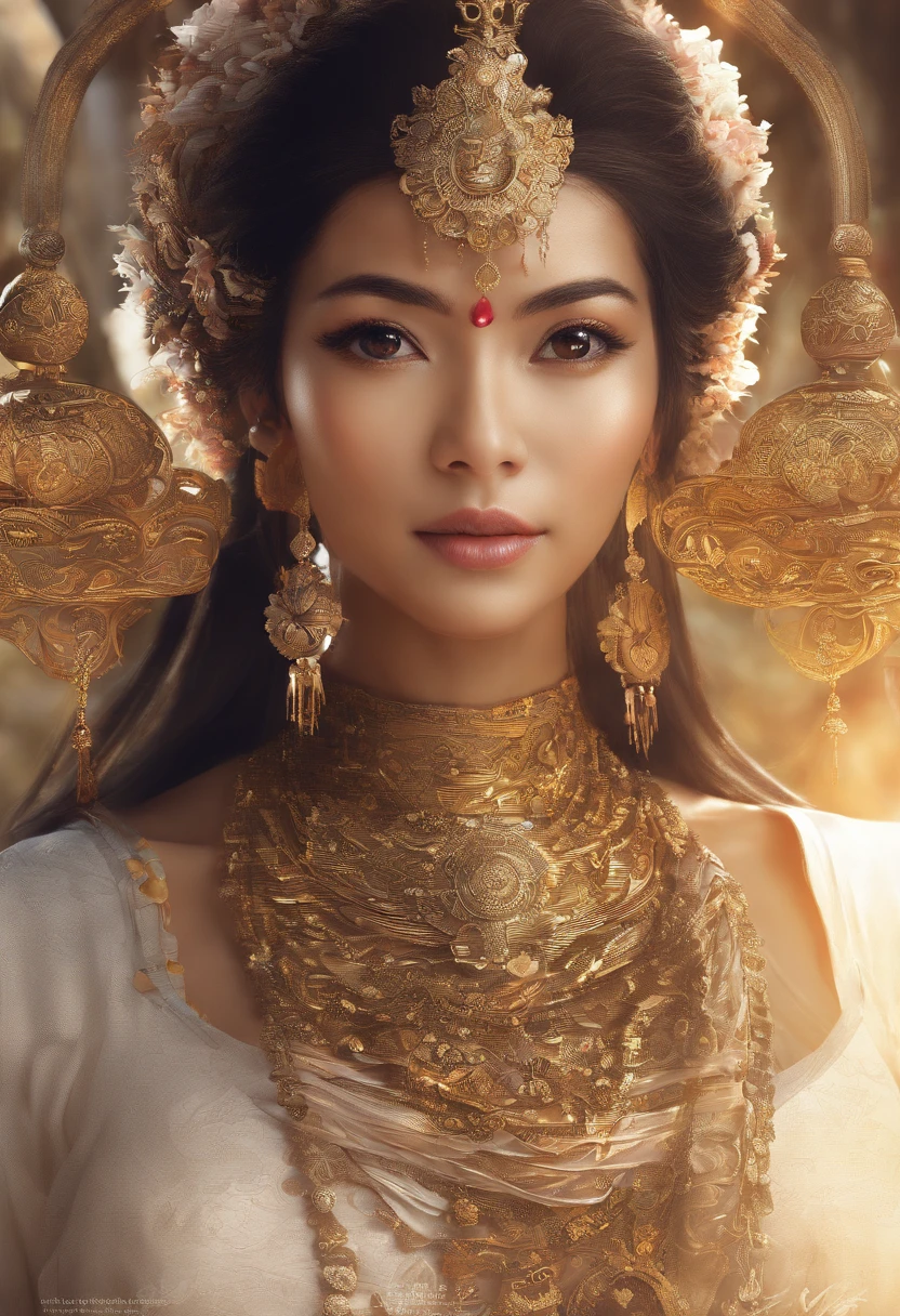 En el siglo XV, Tailandia, conocida entonces como el Reino de Ayutthaya, It was a prosperous empire in Southeast Asia.. Let me introduce you to a young woman living in this fascinating age: **Nombre:** Su nombre es Suriya, que significa "sol" in Thai, A name that reflects the light and energy that radiates in its community. **Apariencia:** Suriya is a young woman of classic Thai beauty. Tiene la piel canela, suave y luminosa, bronceada por el sol tropical. Su cabello es largo y oscuro, trenzado cuidadosamente y adornado con flores tropicales frescas. Sus ojos son profundos y expresivos, of a deep brown, and are framed by long eyelashes that enhance your gaze. Wear traditional Thai clothing of the time, un pareo de seda exquisitamente tejido y una blusa