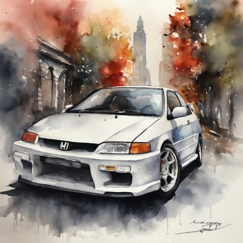 Honda civic EG6,Full body like,Sexy, Hot and charming,Red hair,Fashionable clothing。