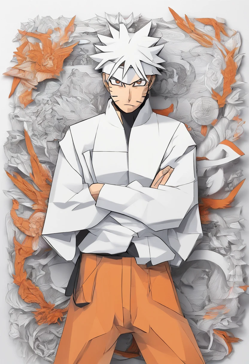 Close up portrait of a person in a white shirt and orange pants, uzumaki naruto, Naruto, naruto artstyle, from naruto, The Joker(As Naruto), Pain from Naruto, Kakashi, uzumaki, ninjartist, shinobi, Hinata Hyuga, Hatake Kakashi, Nine Tails, anime styled」, Anime / Manga, shoun, Anime Character、Near the future、fantastic landscape
