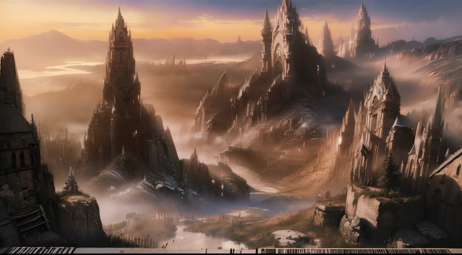 George B. Bridgman's style Best Landscape Future City Rock Festival Super delicate realisitic 8K