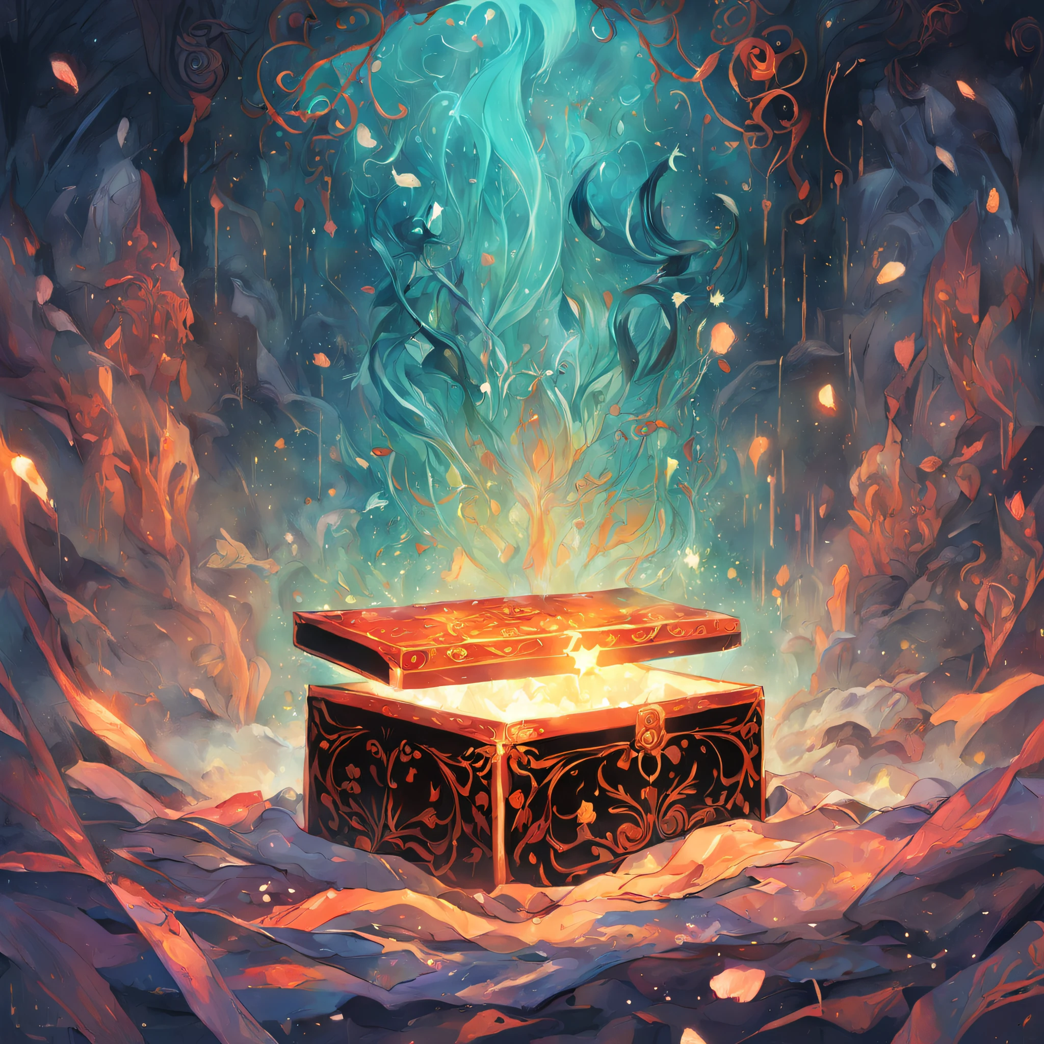 "Unveiling the magic box covered in mystery, mesmerizing illustration, intricate vector art, the anticipation of revealing what lies beneath the privacy cloth, magic in the air, artistic paint strokes, the hidden secret waiting to be discovered, safely kept under the rug, protection and intrigue."