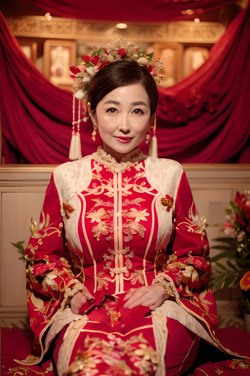 Holding a red handkerchief
