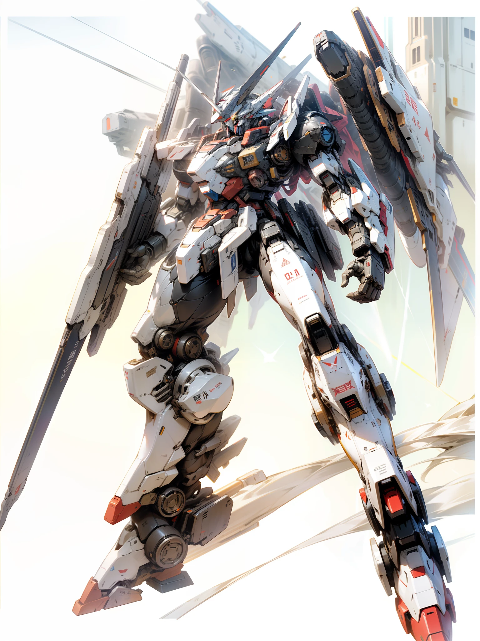 Surrealism, Ray Tracing, Photorealistic, UHD, High Detail, 32k, Best Quality, Textured Skin, Gundam Mecha, Flight, Funnel, Mecha Ship, Masterpiece, Best Quality, Mecha, Unmanned, (Full Body), (Black Mecha: 1.8), (Axisymmetric: 1.4), (HDR), (Movie Light: 1.1), White Eyes, Cool, Science Fiction, Fire, Universe, oversized shield, mecha man overlooking the background of the earth, with laser cannon beams, wars, conflicts, weapons in hand (has a huge weapon: 1.5),