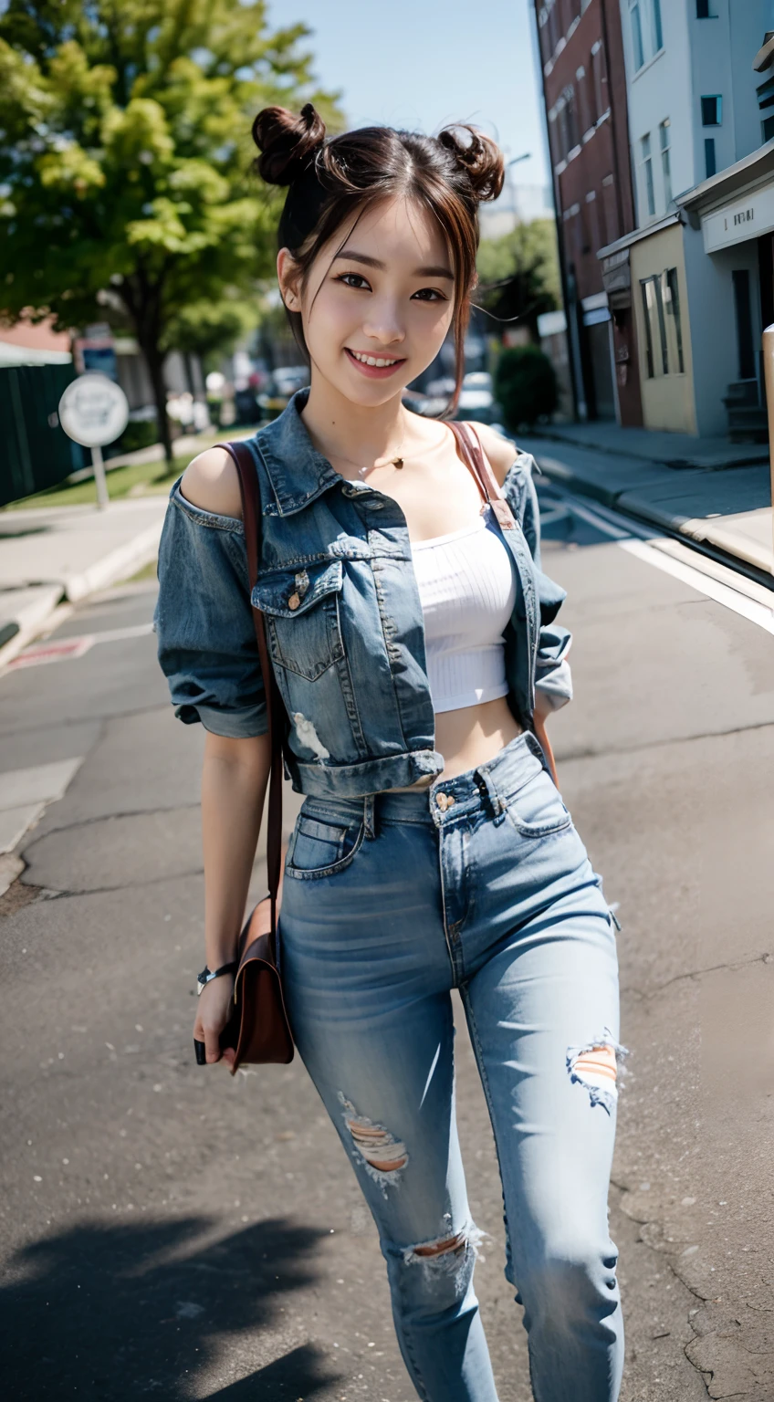 Cute camisole and denim skinny pants