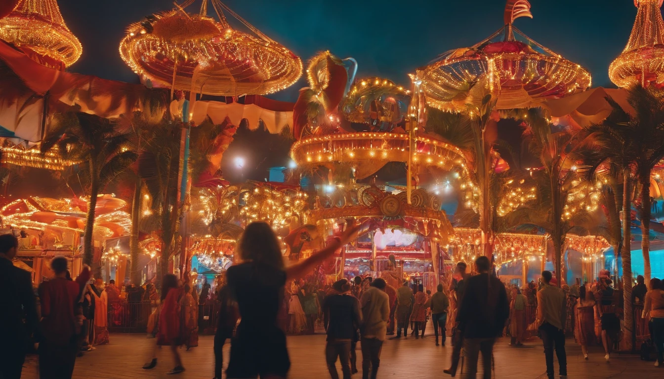 Trendy Carnival，Commercial shooting，group of people，cyber punk perssonage，mall