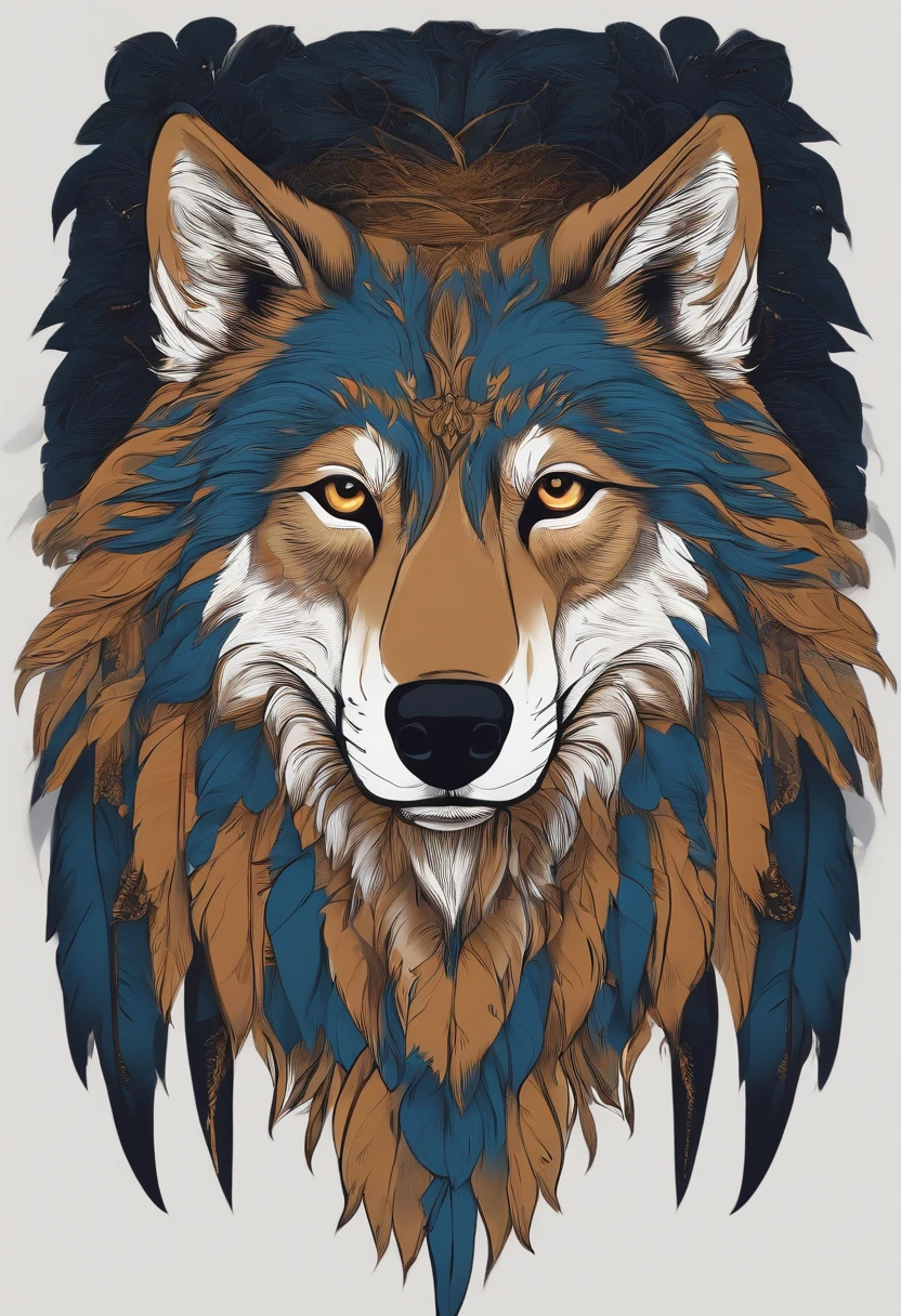 Create a logo of a wolf symbolizing independence with a coroua on the side on the head