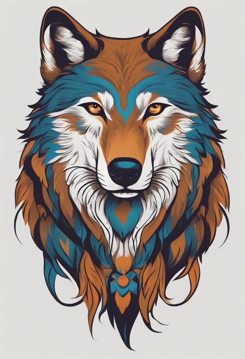 Create a logo of a wolf symbolizing independence. with a bright flush on his head