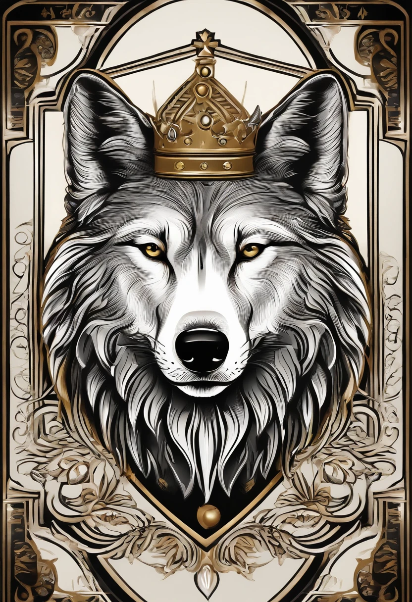 O logotipo apresenta a silhueta estilizada de um lobo, representing independence.
The wolf is in a majestic position, Raising his head.
On the head of the wolf, there is a shining crown, simbolizando a realeza e o destaque.
The crown is stylized with lines and details that make it visibly bright and sophisticated.
A paleta de cores pode incluir tons de cinza ou preto para o lobo e um dourado brilhante para a coroa.
O nome da sua marca de roupas pode ser colocado abaixo do logotipo, usando uma fonte elegante e moderna.