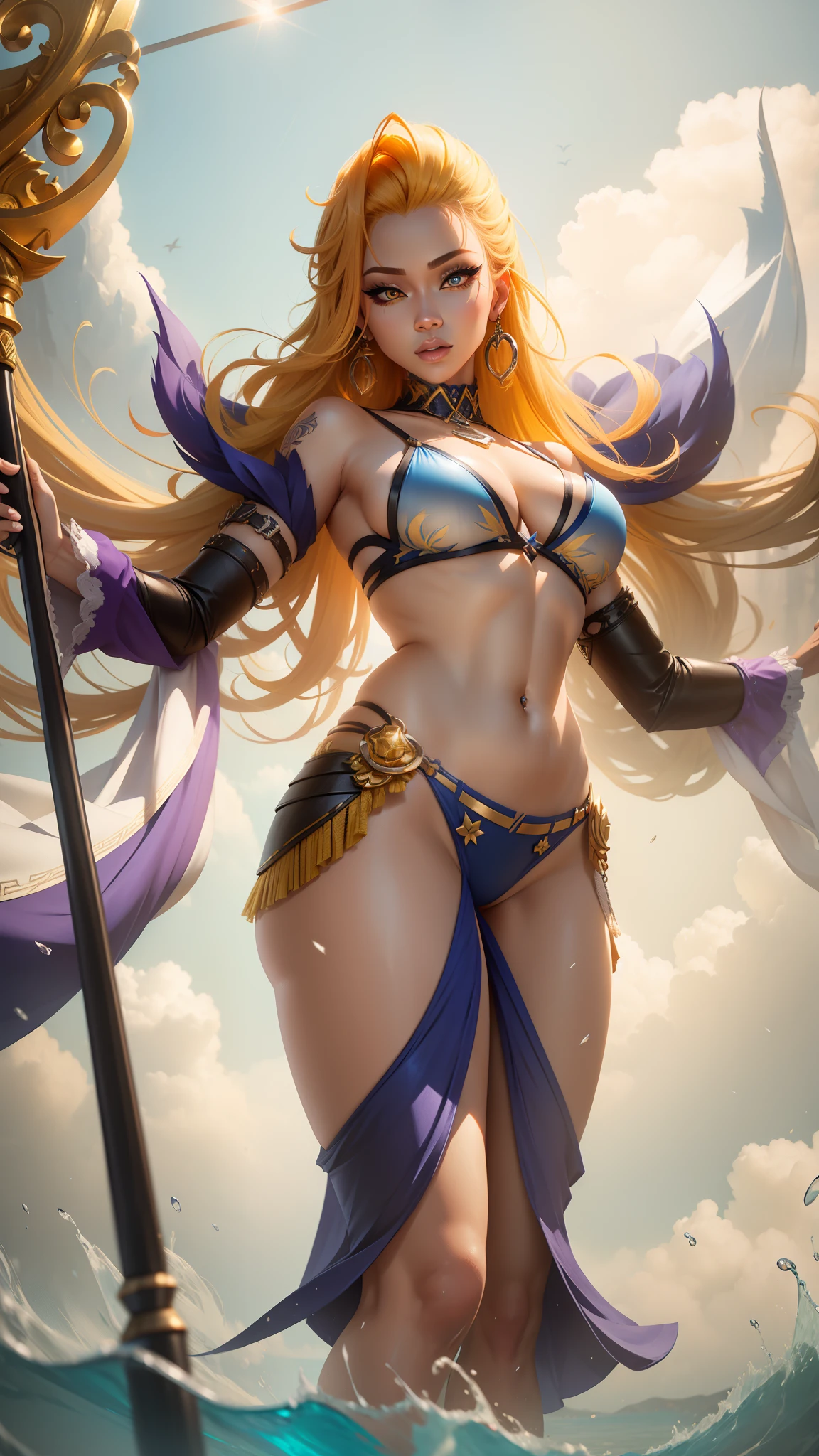 Kadita mlbb, ,yellow hair ,soft,4k,8k,light skin,blue eye,ultra detailed