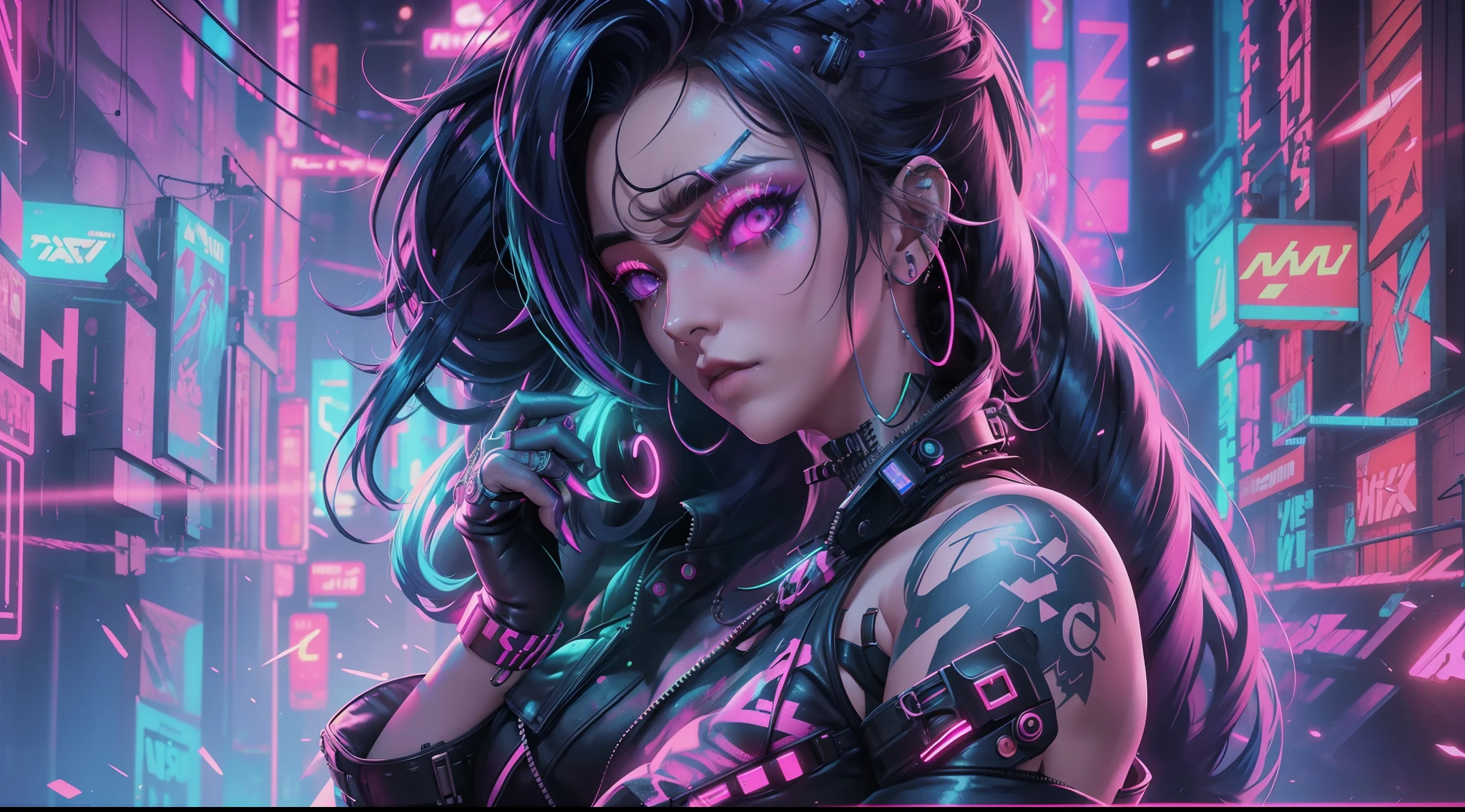 mulher em uma sala, Estilo de arte cyberpunk, cyberpunk vibes, vibe cyberpunk, brilho cyberpunk brilhante, Estilo de arte cyberpunk, dark cyberpunk illustration, cyberpunk illustration, cyberpunk themed art, cyberpunk neon, neon operator, neon futurista cyberpunk, arte digital do anime cyberpunk, advanced digital cyberpunk art, detailed cyberpunk illustration, cyberpunk neon, pintura digital cyberpunk
