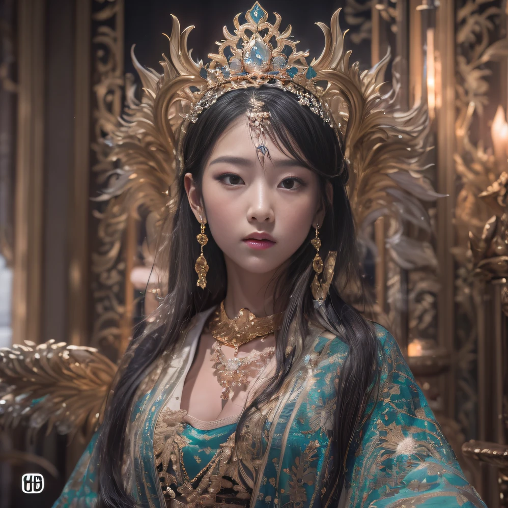 32K(tmasterpiece,k hd,hyper HD,32K)short detailed hair,Gold jewelry area in the back room,Flame Girl ,Yao Lang protector (realisticlying:1.4),Python pattern robe,Purple-pink tiara,Snowflakes fluttering,The background is pure,Hold your head high,Be proud,The nostrils look at people, A high resolution, the detail, RAW photogr, Sharp Re, Nikon D850 Film Stock Photo by Jefferies Lee 4 Kodak Portra 400 Camera F1.6 shots, Rich colors, ultra-realistic vivid textures, Dramatic lighting, Unreal Engine Art Station Trend, cinestir 800,Hold your head high,Be proud,The nostrils look at people