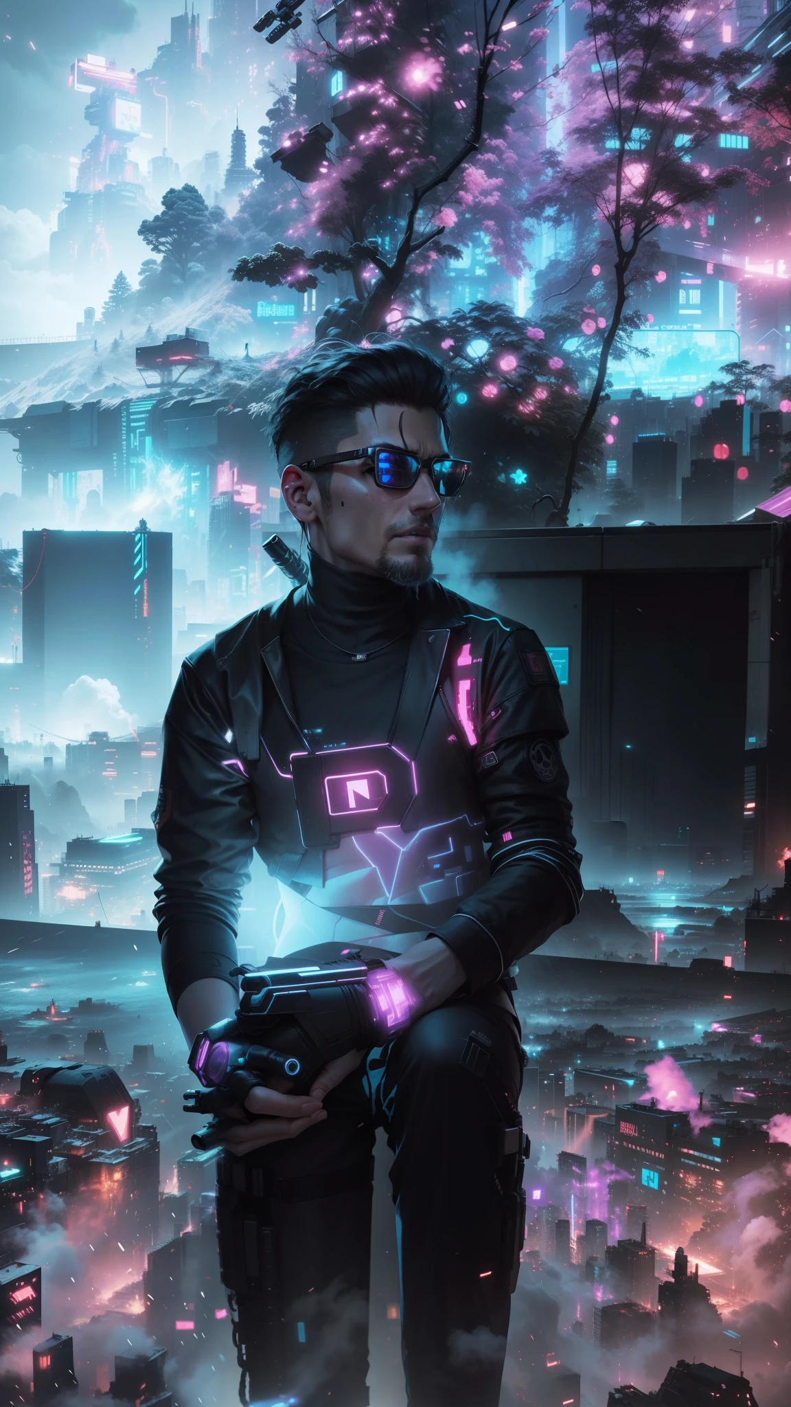 Real face,Change background into cyberpunk,4k