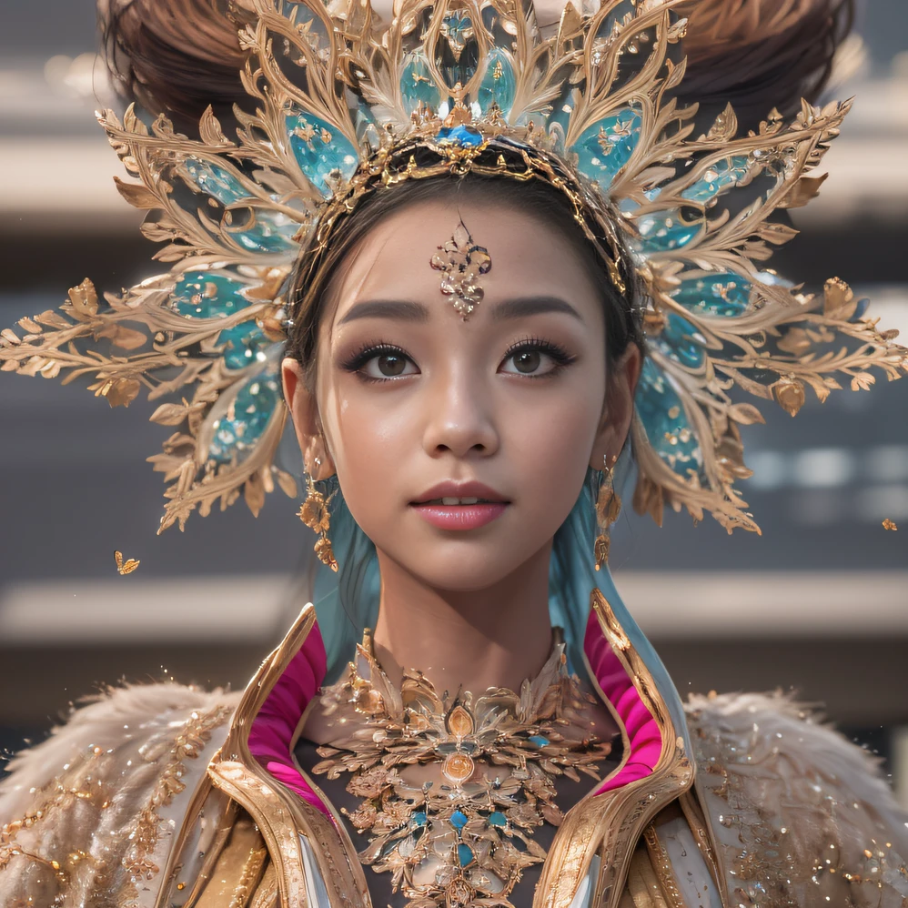 32K(tmasterpiece,k hd,hyper HD,32K)short detailed hair,Gold jewelry area,Flame Girl ,Copper Protector (realisticlying:1.4),Python pattern robe,Purple-pink tiara,Snowflakes fluttering,The background is pure,Hold your head high,Be proud,The nostrils look at people, A high resolution, the detail, RAW photogr, Sharp Re, Nikon D850 Film Stock Photo by Jefferies Lee 4 Kodak Portra 400 Camera F1.6 shots, Rich colors, ultra-realistic vivid textures, Dramatic lighting, Unreal Engine Art Station Trend, cinestir 800,Hold your head high,Be proud,The nostrils look at people