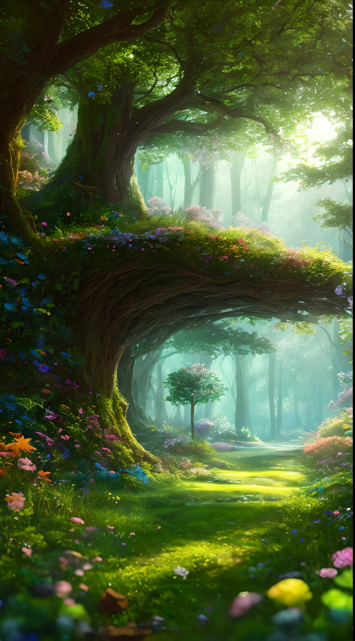 masterpiece, best quality, high quality,extremely detailed CG unity 8k wallpaper, An enchanting and dreamy scene of a fantasy forest, with towering trees, glowing mushrooms, and hidden fairy glens, creating a sense of mystique and enchantment, artstation, digital illustration, intricate, trending, pastel colors, oil paiting, award winning photography, Bokeh, Depth of Field, HDR, bloom, Chromatic Aberration ,Photorealistic,extremely detailed, trending on artstation, trending on CGsociety, Intricate, High Detail, dramatic, art by midjourney