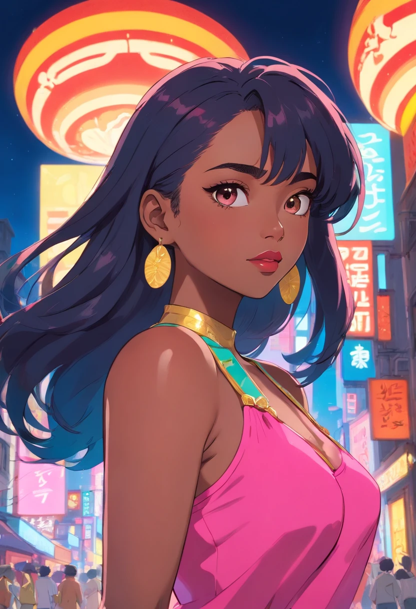 (african american,elegant,bold,confident,beautiful,long hair,curves:1.1,detailed eyes,full lips:1.1),glamorous,high fashion,stylish,striking poses,fierce attitude,(vibrant colors,hot pink:1.1,neon lights:1.1),dramatic shadows,edgy makeup,stage presence,(professional,studio lighting:1.1,ultra-detailed:1.1),dynamic composition,strong facial expressions,showstopping,celebrity vibes,sexy attire,attention-grabbing,empowered,energetic movements,music video vibes,queen-like aura