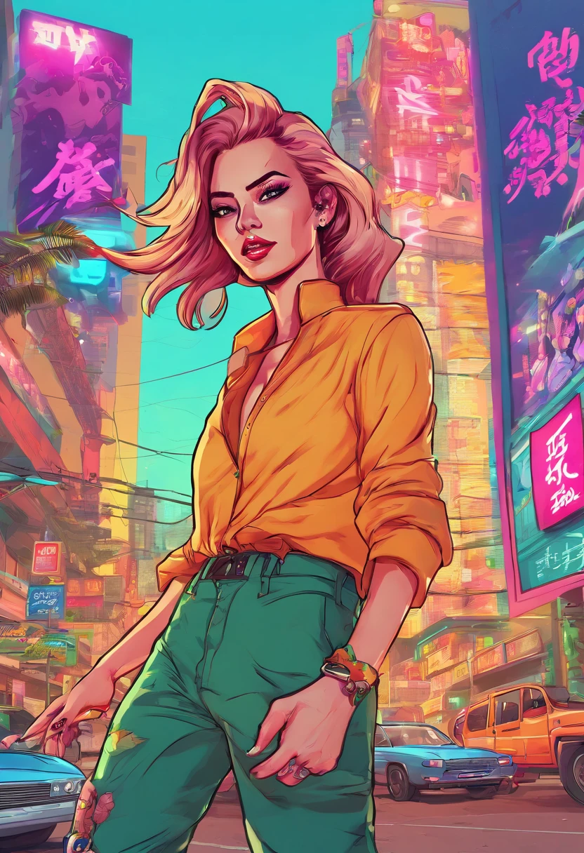 Generate Artwork , Glassmorphism, Yangon downtown, action girl