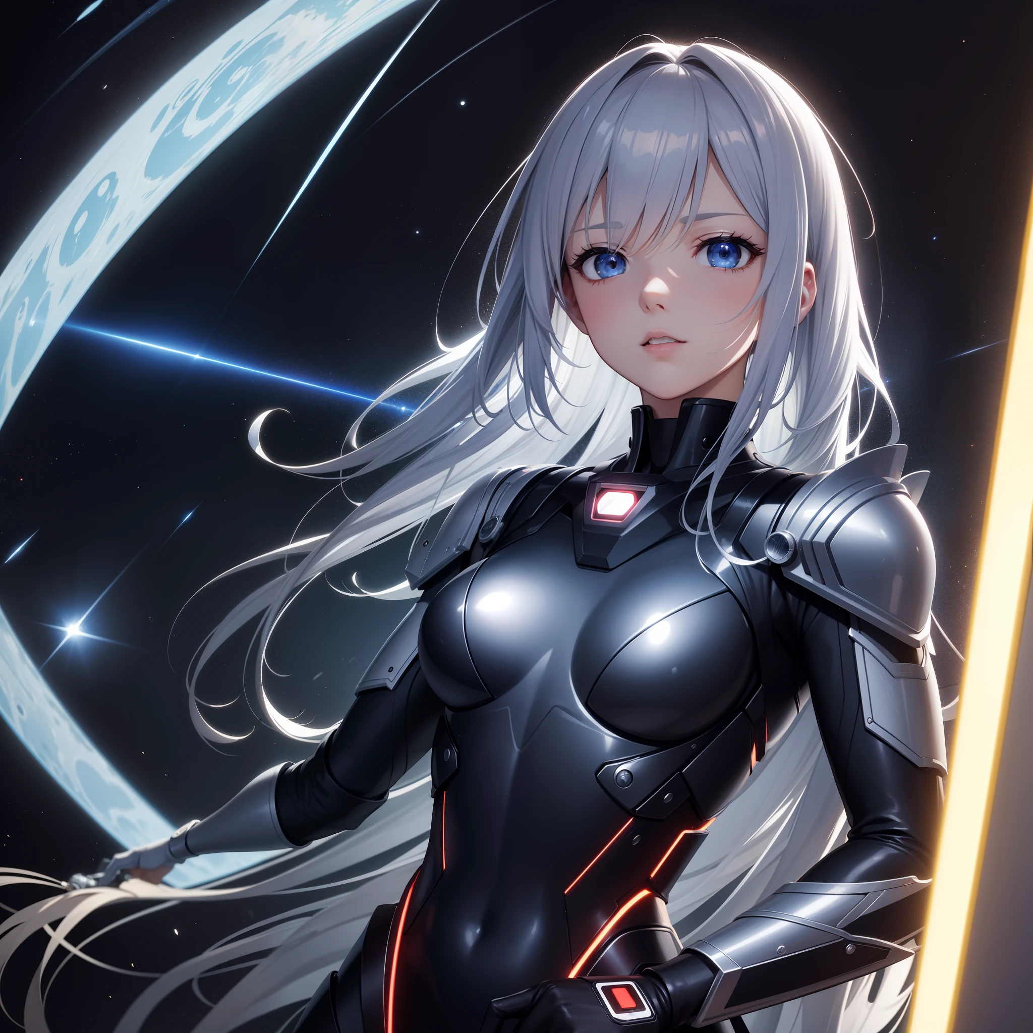 masutepiece, Super Detail, High quality, awardwinning, 8K, time patrol, space-time police, futuristic uniform, upper body, intelligent, vignetting, cinematic lighting, film grain