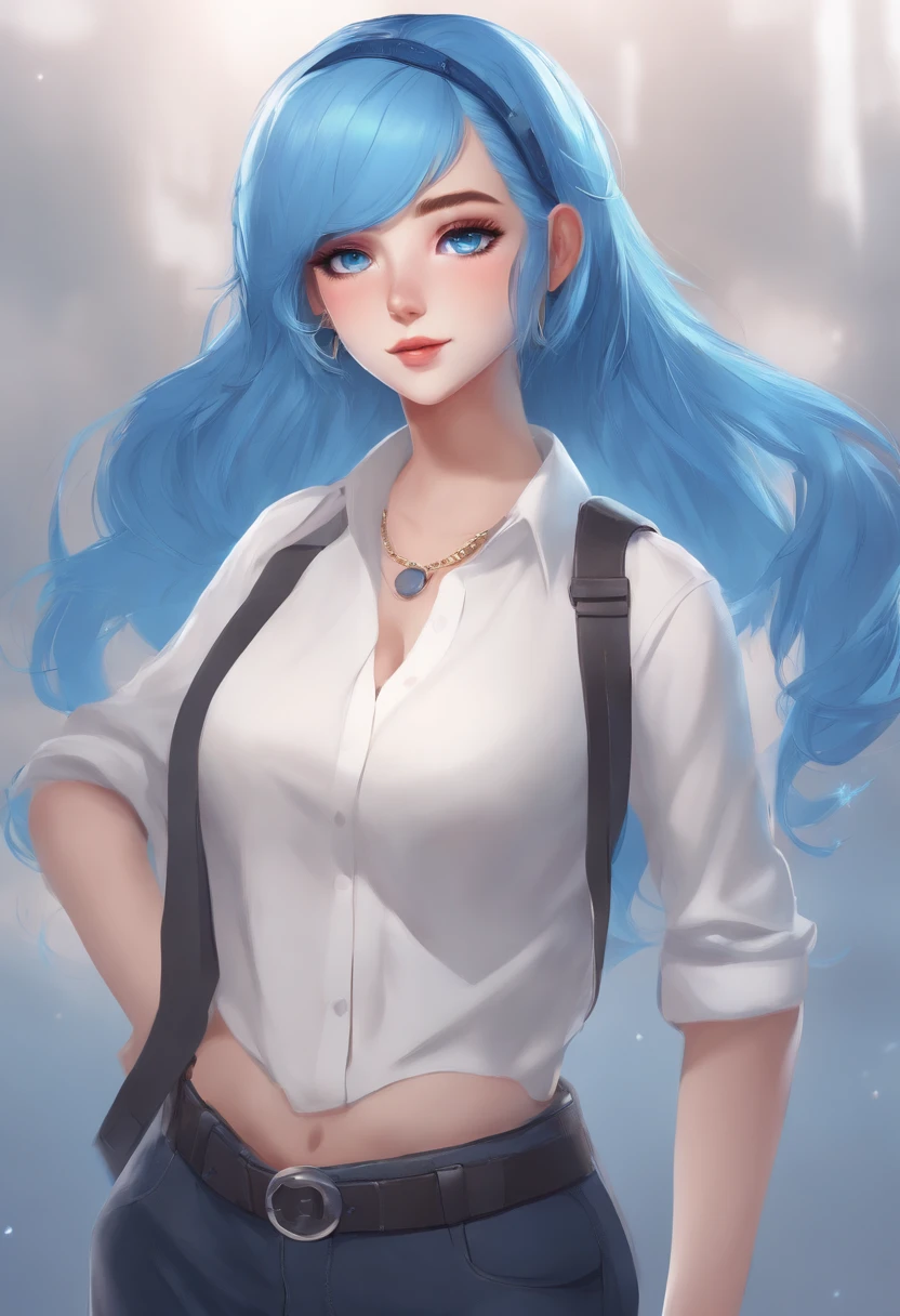 masterpiece,high quality,virtual youtuber, girl,blue medium hair,blue eyes, (concept art, official art,full body)(three sided view:1.3), simple background