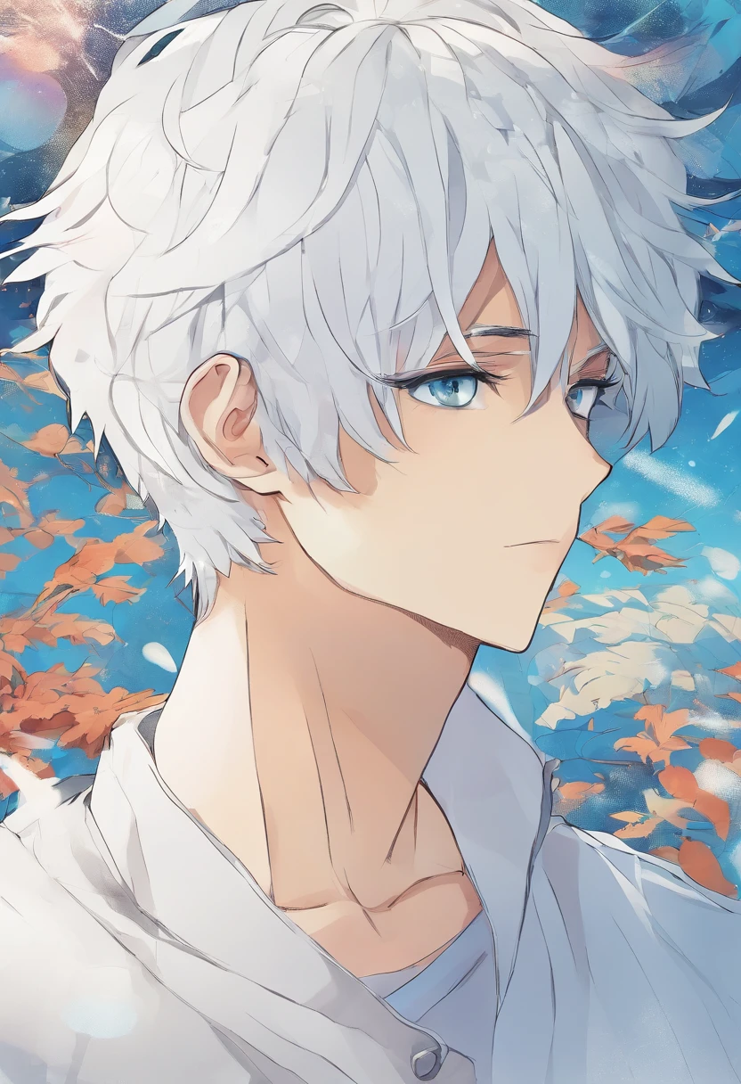 Story of a boy with short white hair and blue eyes