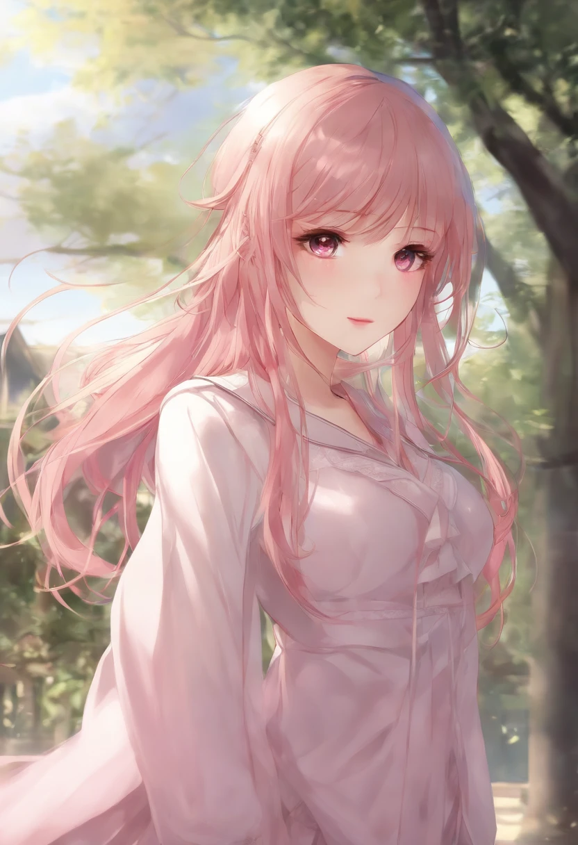 1girl in, masutepiece, Best Quality, hightquality,Pink_Eyes, Twin-tailed, Long sleeves, student clothes, Very long hair, three sided view