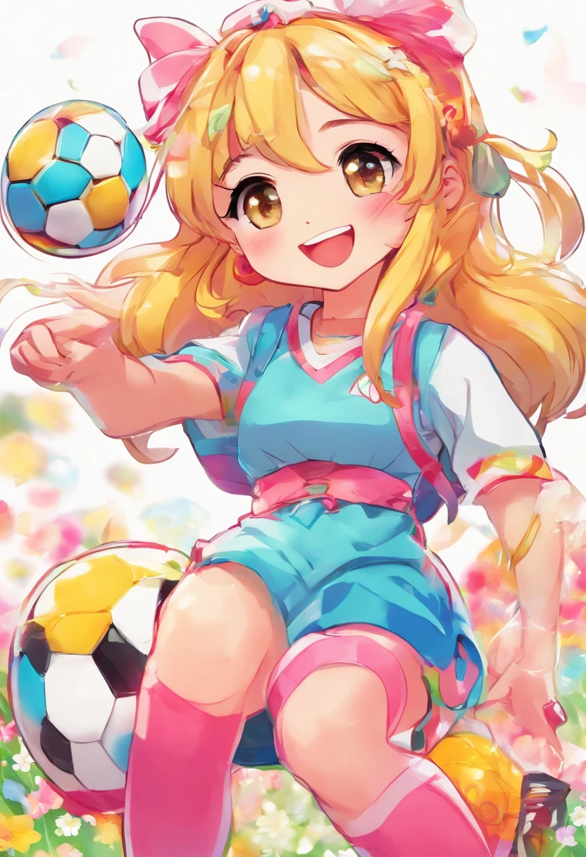  segurandk bola de futebol, estilo desenhk animado, corpo inteiro.