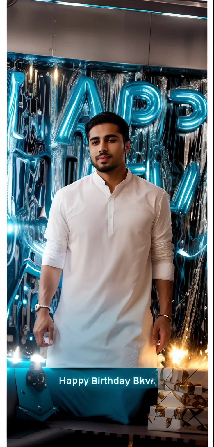 Birthday background cyber prink handsome boy. realistic face. 8K resolution. Ultra realistic face