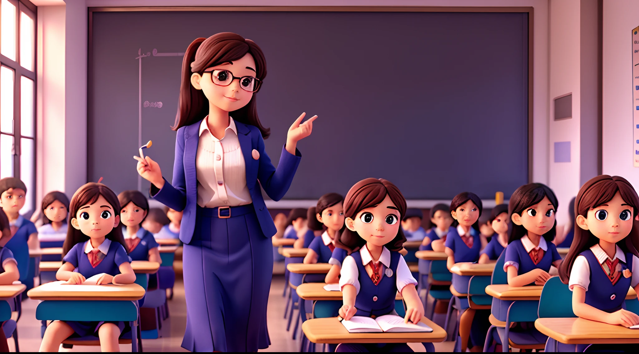 beautiful teacher,cute school students, Class,Listen carefully to the lecture,Ultra-detailed,Masterpiece:1.2,Realistic:1.37,Panorama Figures