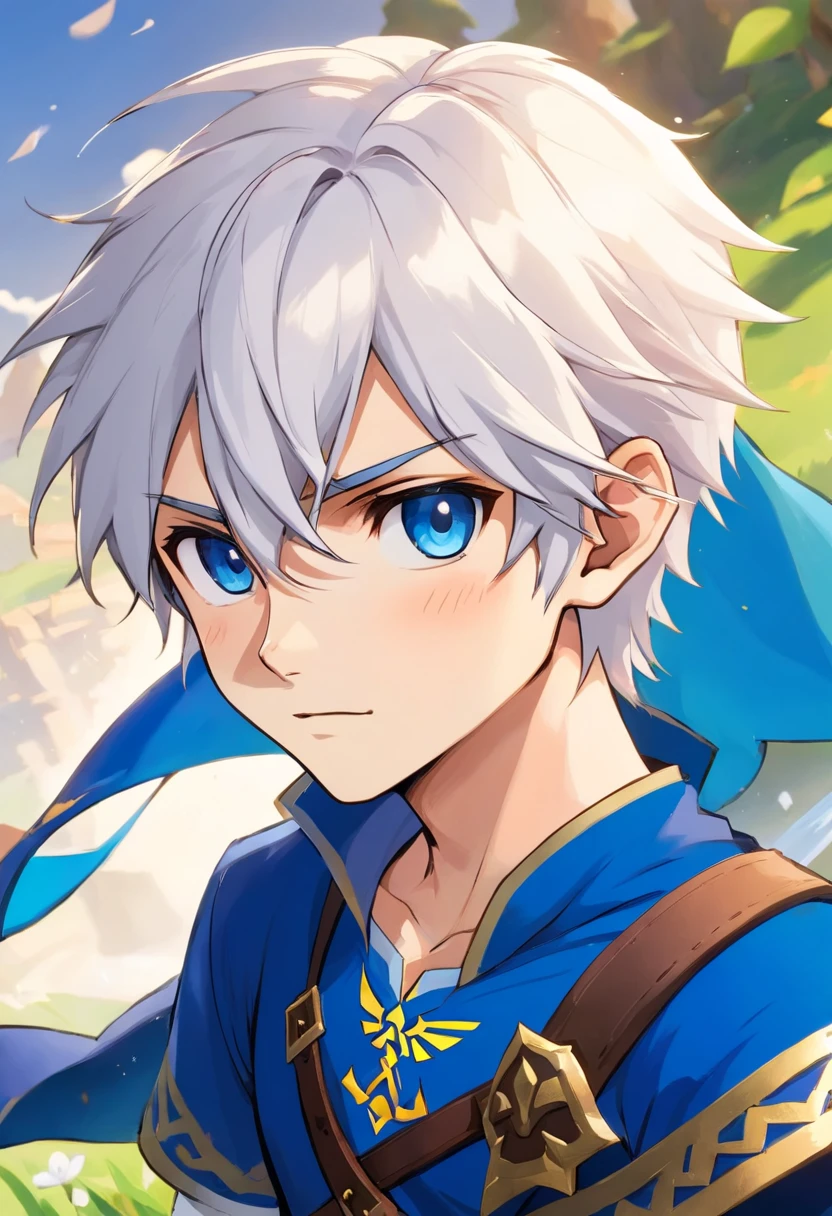 Story of a boy with short white hair and blue eyes
