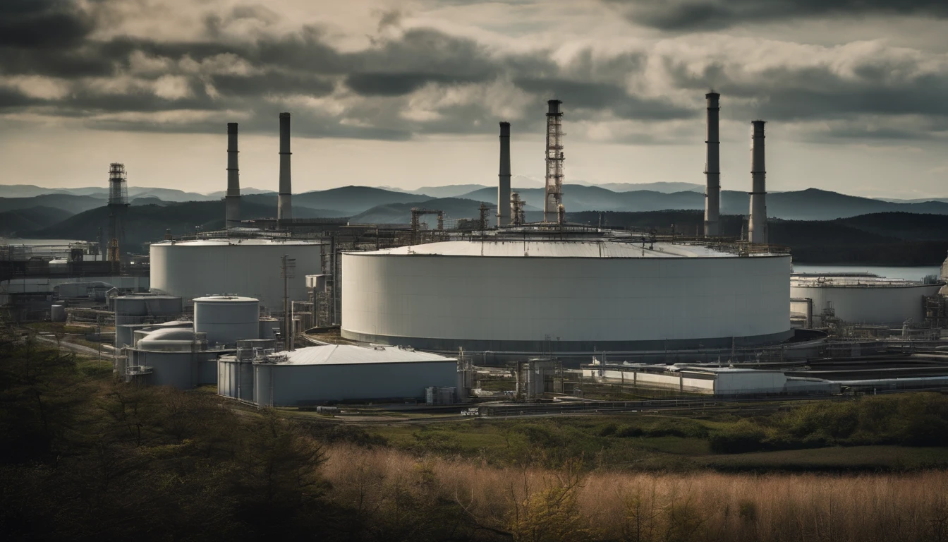 Realistic Fukushima, Japan Nuclear Power Plant Nuclear Wastewater There are quite a few nuclear wastewater storage tanks in the picture