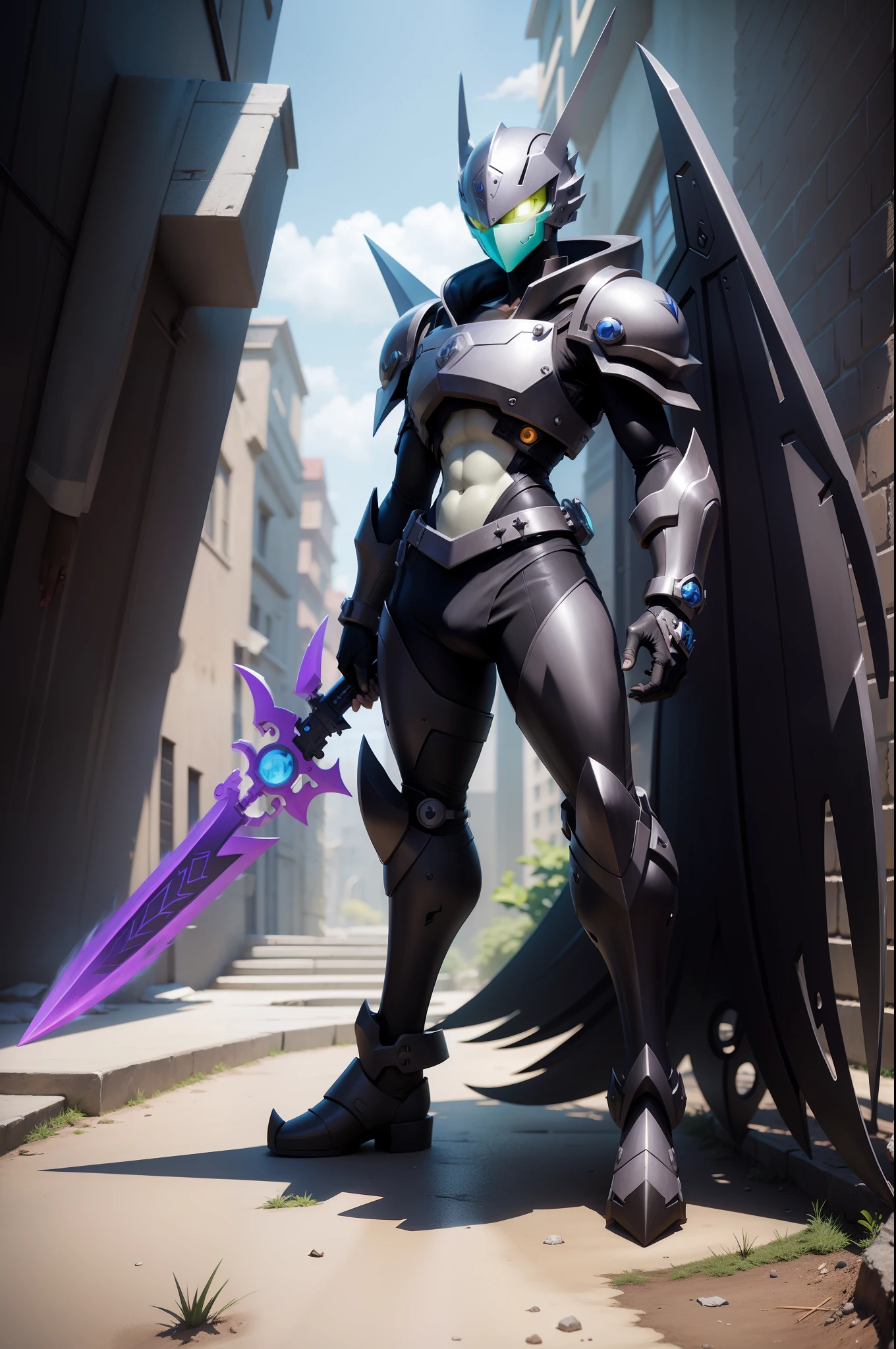 Digimon color black weapons in hand concept art fantasy